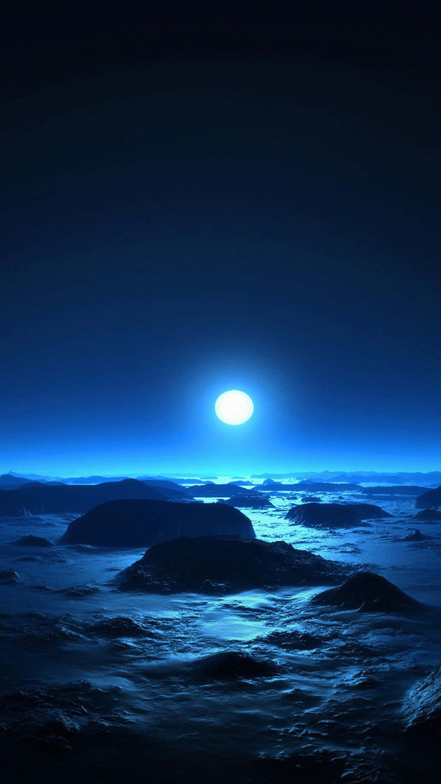 Google Pixel XL, full moon, icy ocean, 2K Phone Wallpaper