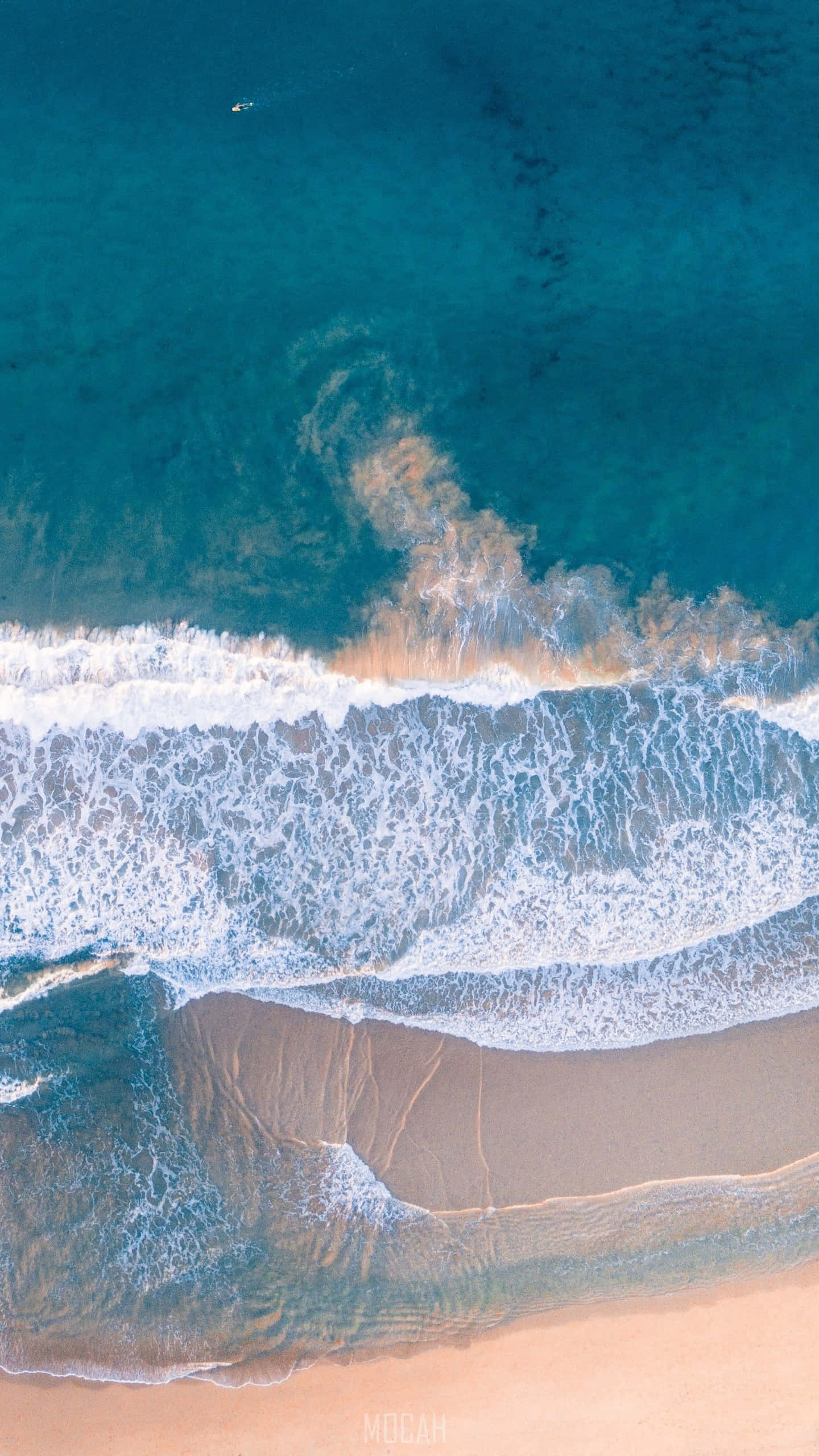 Google Pixel XL, turquoise ocean, golden sandy beach, 2K Phone Wallpaper
