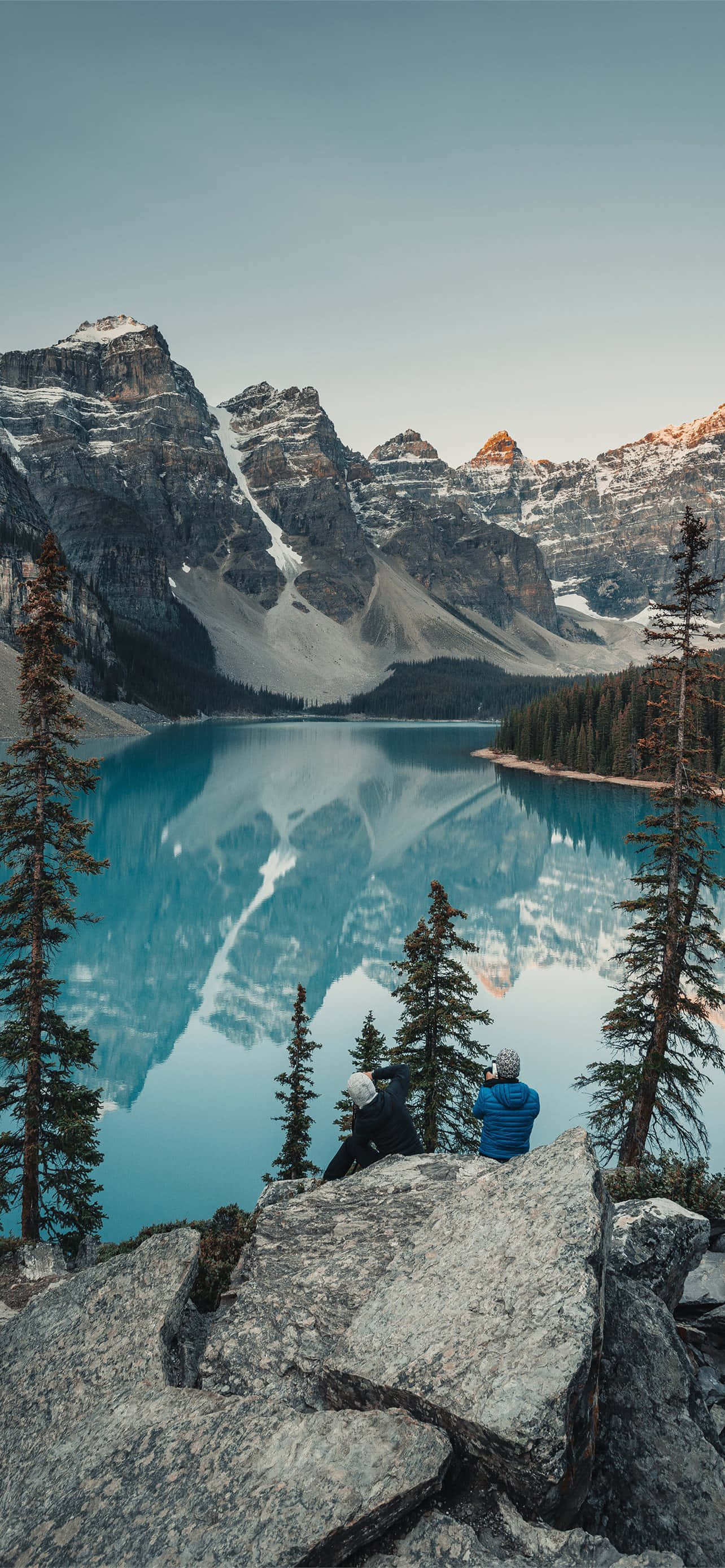 Google Pixel XL, turquoise lake, snow-capped mountains, 2K Phone Wallpaper