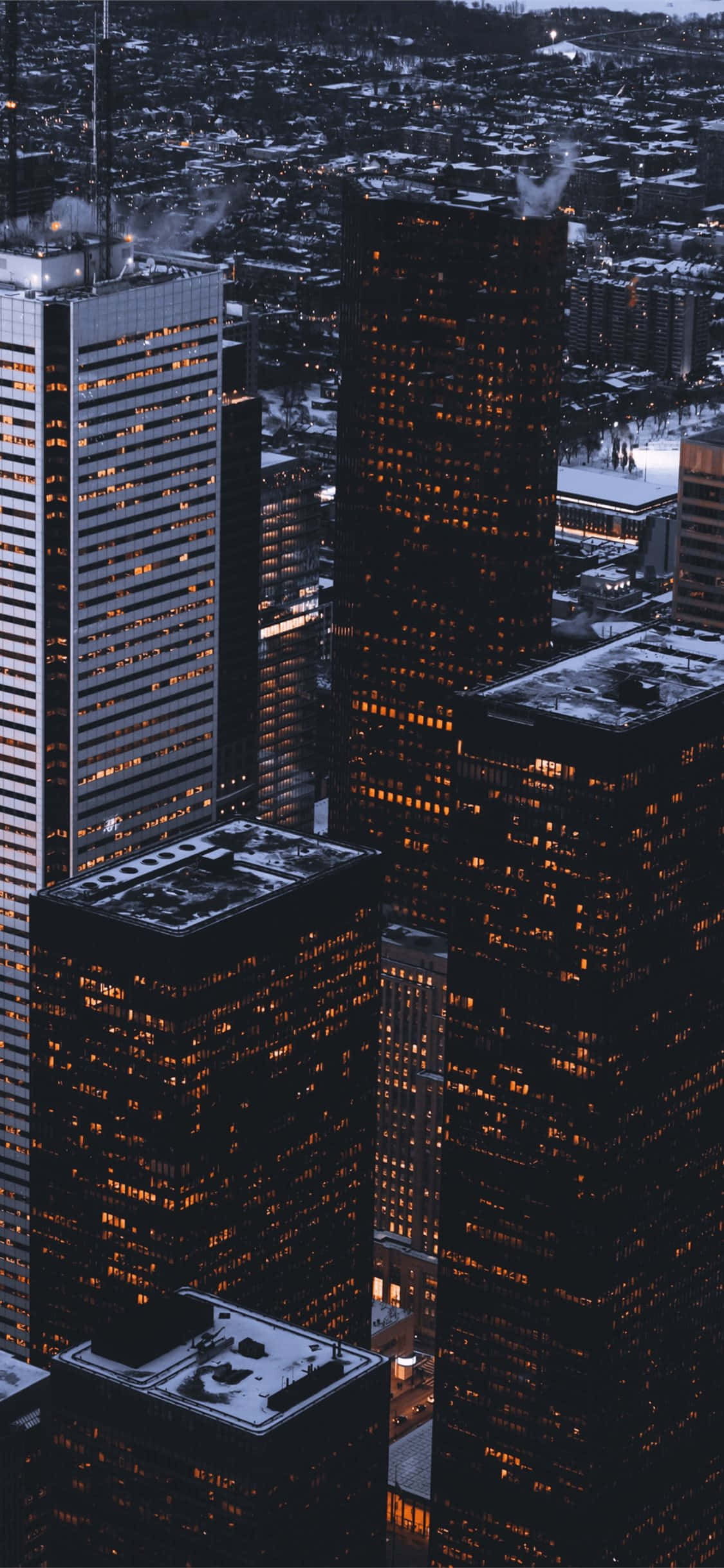Google Pixel Xl, snow-dusted skyscrapers, night, Full HD Phone Wallpaper