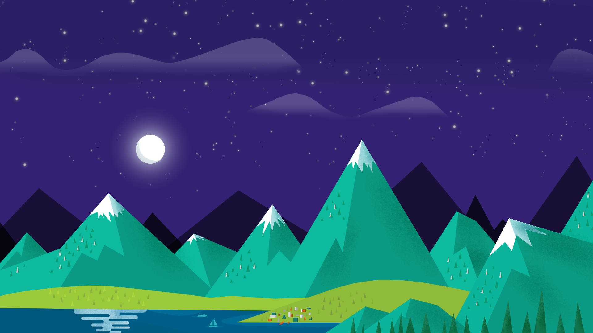 Google Pixel, mountains, starry night sky, Full HD Desktop Wallpaper