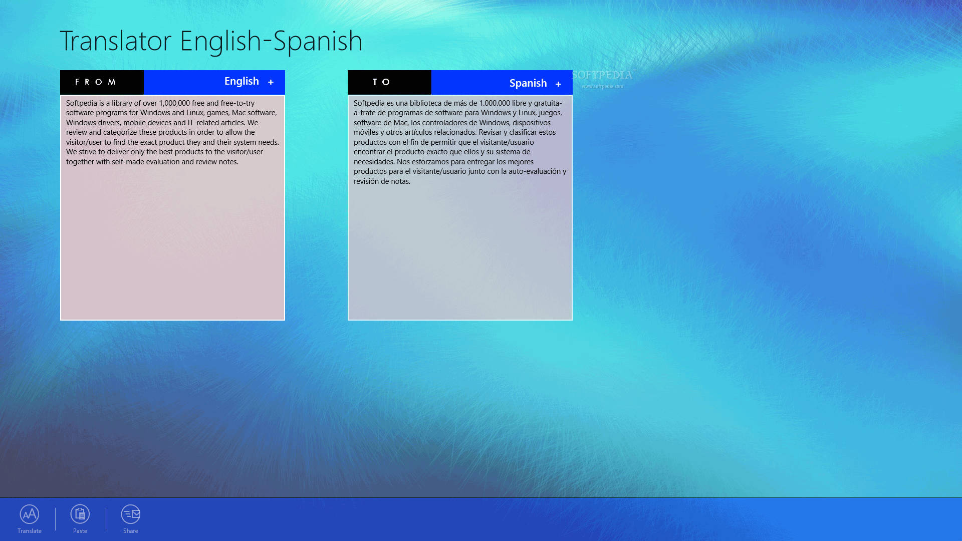 English To Spanish Translator, blue gradient background, digital translation interface, Full HD Desktop Wallpaper