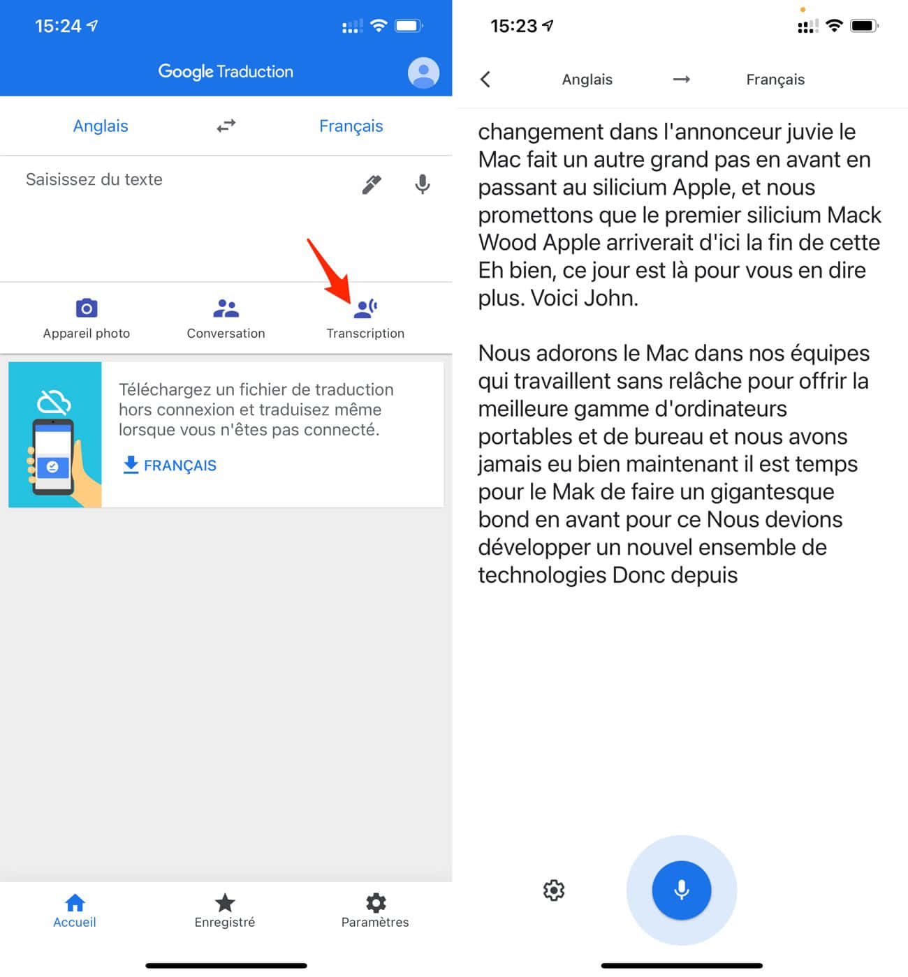 Google Translate, transcription feature, French translation text, HD Phone Wallpaper