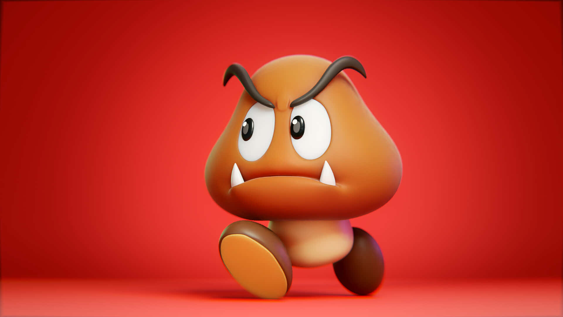 Goomba, 3d-rendered, angry eyes, Full HD Desktop Wallpaper