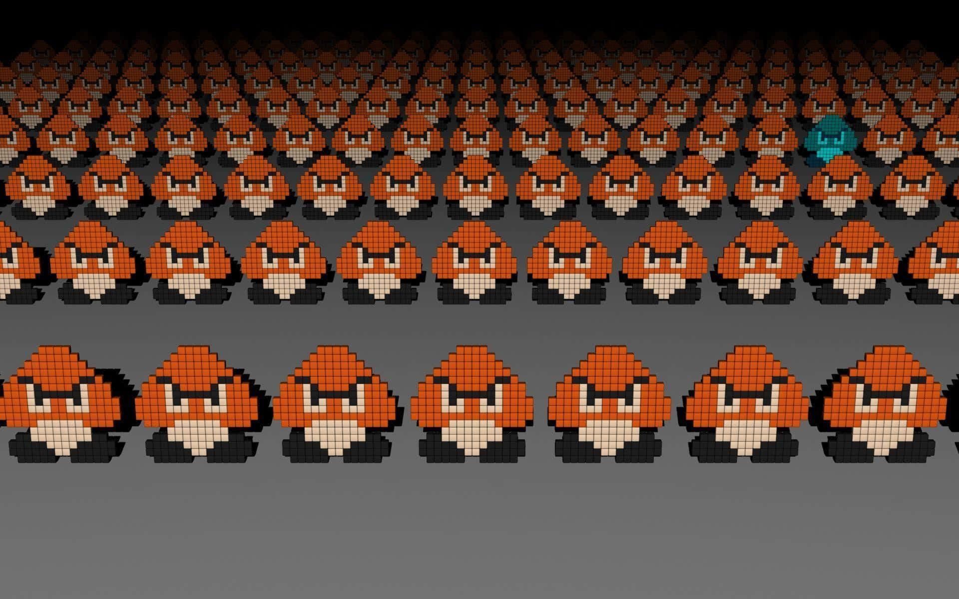 Goomba, orange Goombas, blue Koopa Troopa, Full HD Desktop Wallpaper