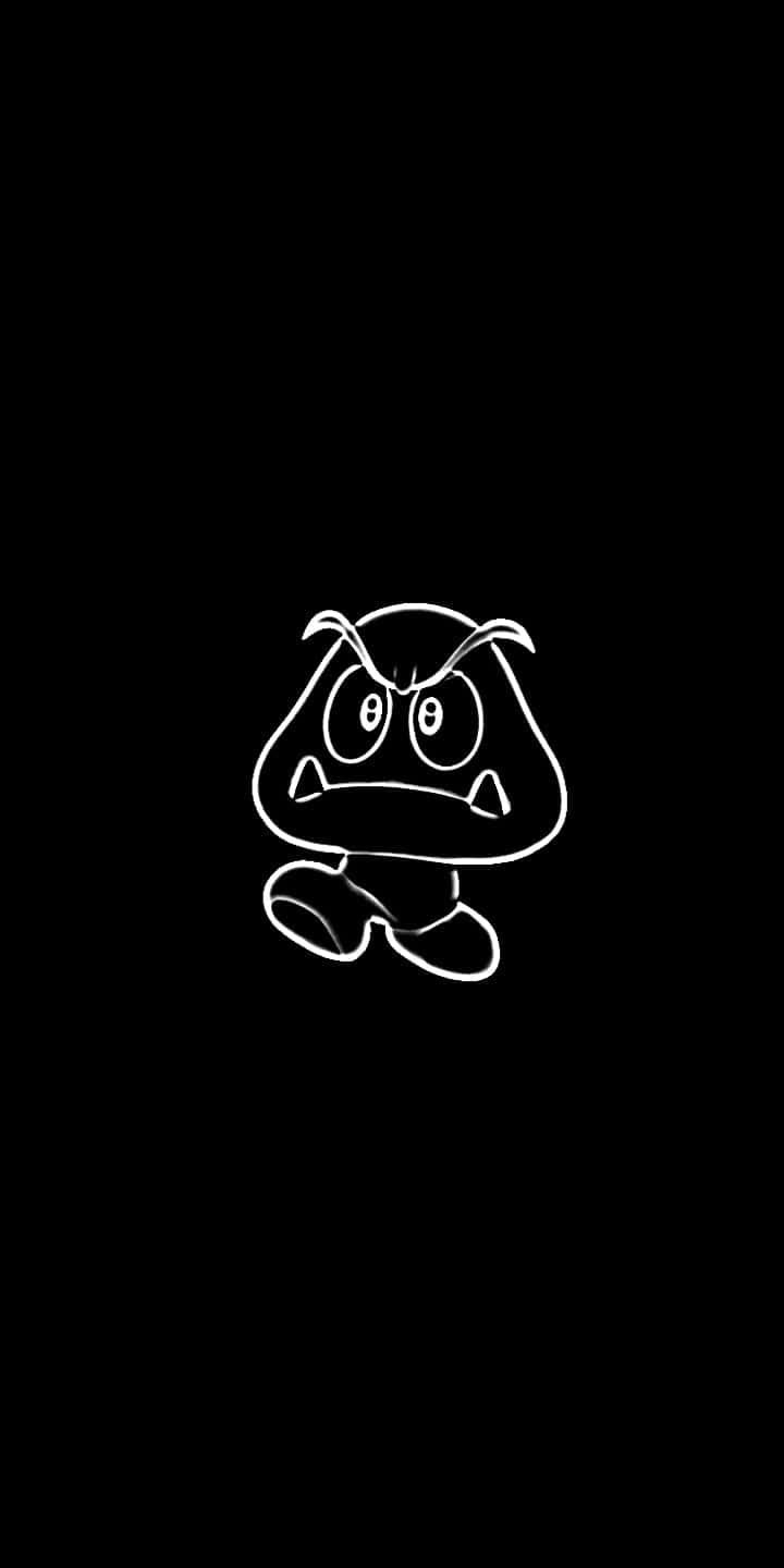 Goomba, white line drawing, cartoonish angry mushroom character, HD Phone Wallpaper