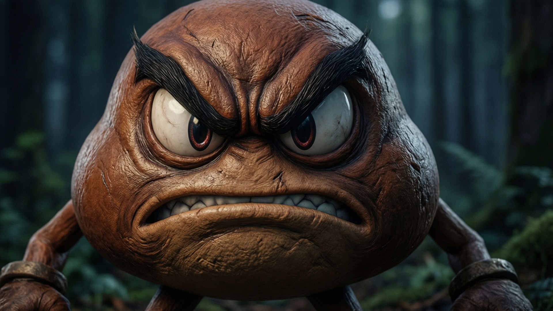 Goomba, brown, bulging eyes, Full HD Desktop Wallpaper