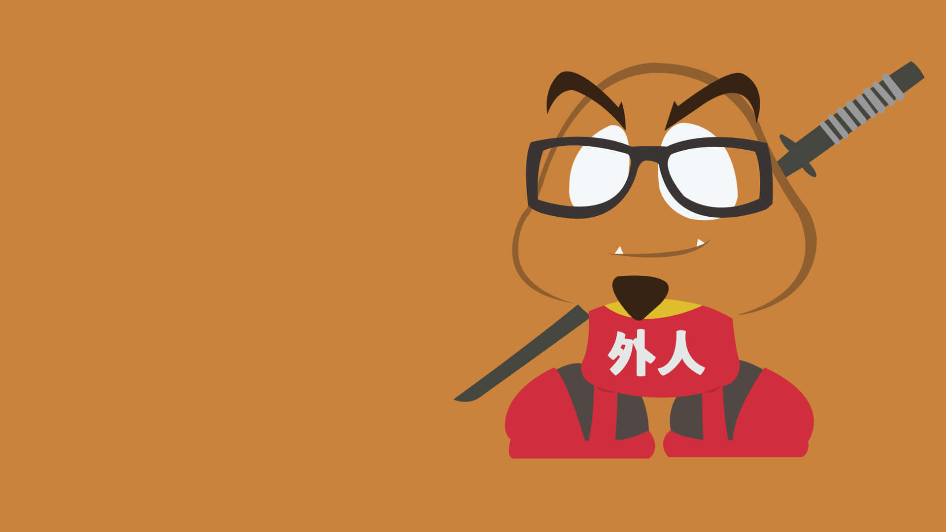 Goomba, brown character, glasses, Full HD Desktop Wallpaper