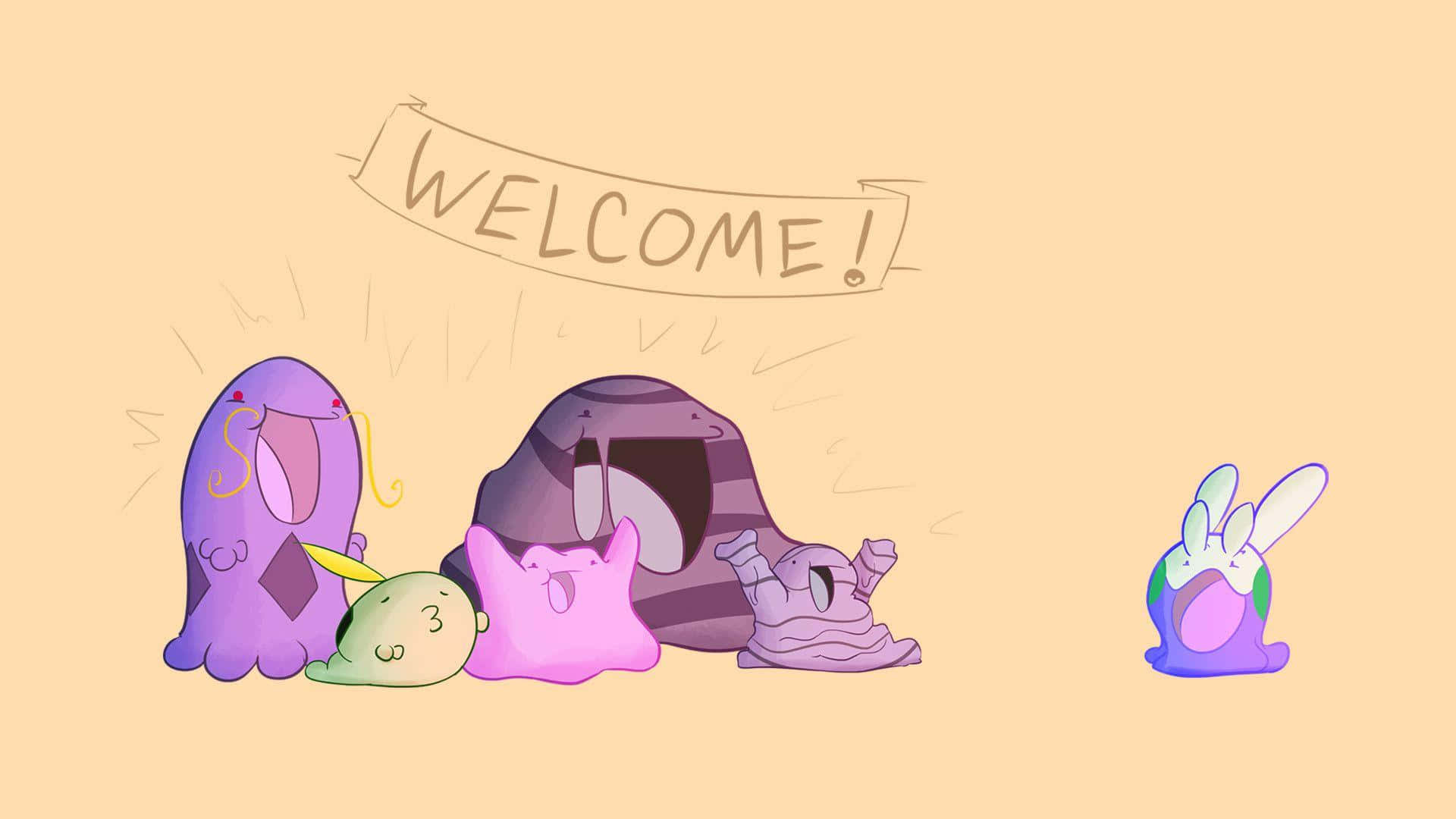 Goomy, colorful cartoon slimes, banner, Full HD Desktop Wallpaper