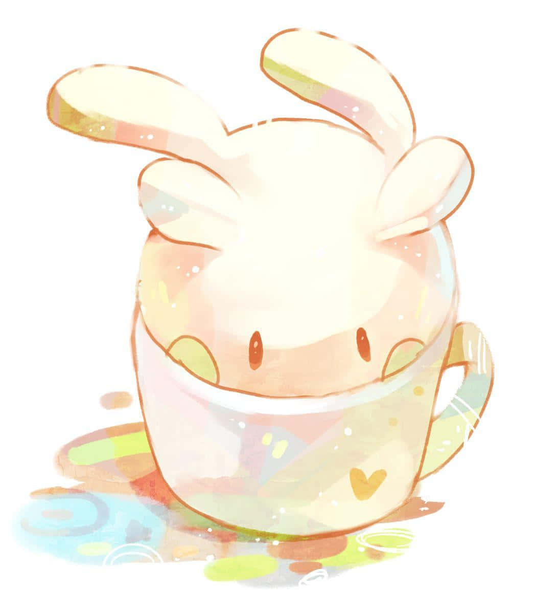 Goomy, watercolor-style, bunny character, SD Phone Wallpaper