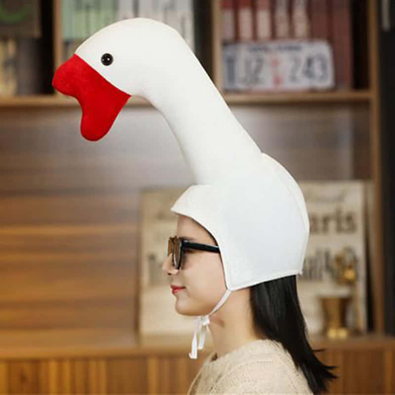 funny goose hat, plush goose head hat, red beak, SD Desktop Wallpaper