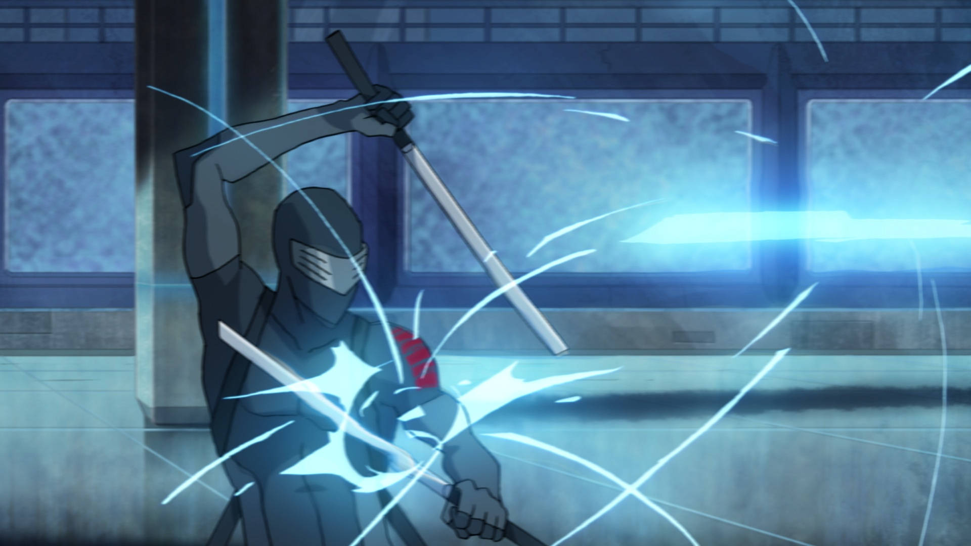 Snake Eyes, katana, glowing blue sword, Full HD Desktop Wallpaper