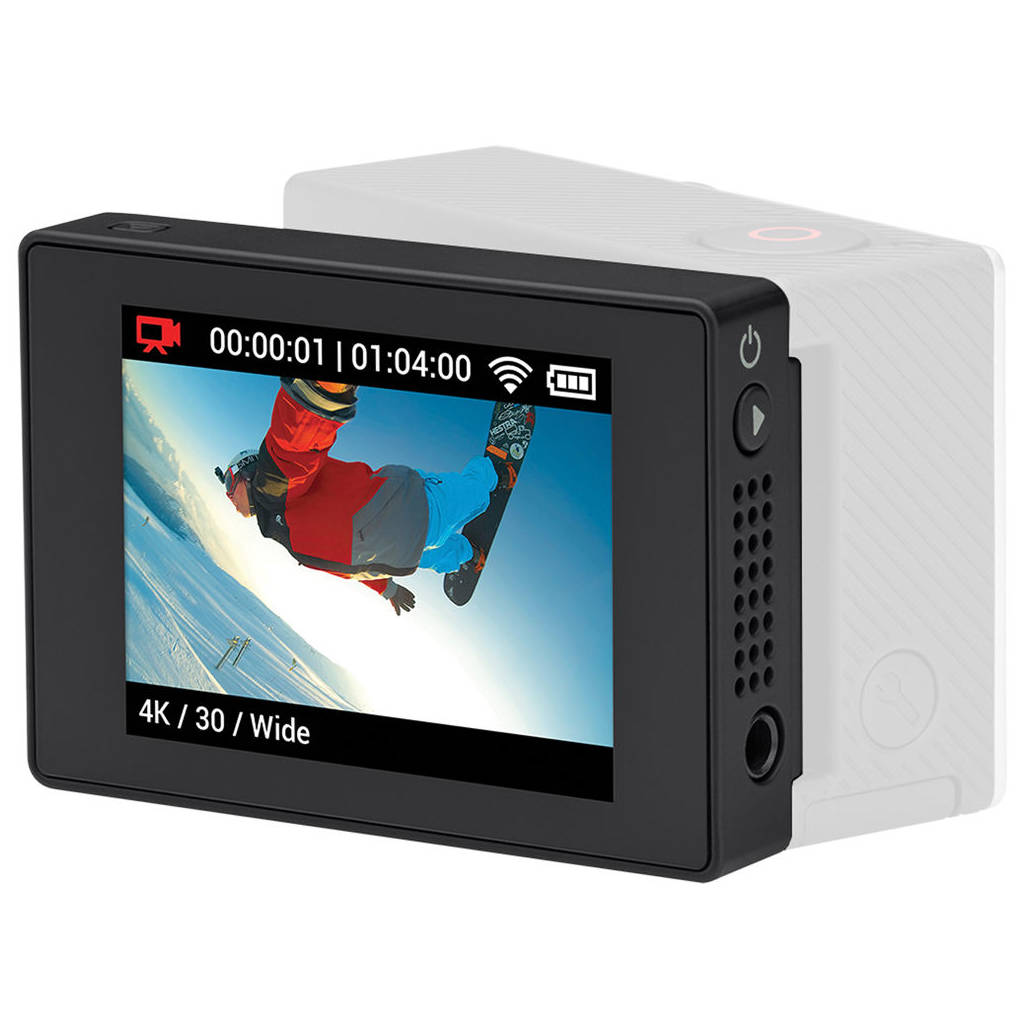 GoPro, white action camera, snowboarder mid-air, SD Desktop Wallpaper