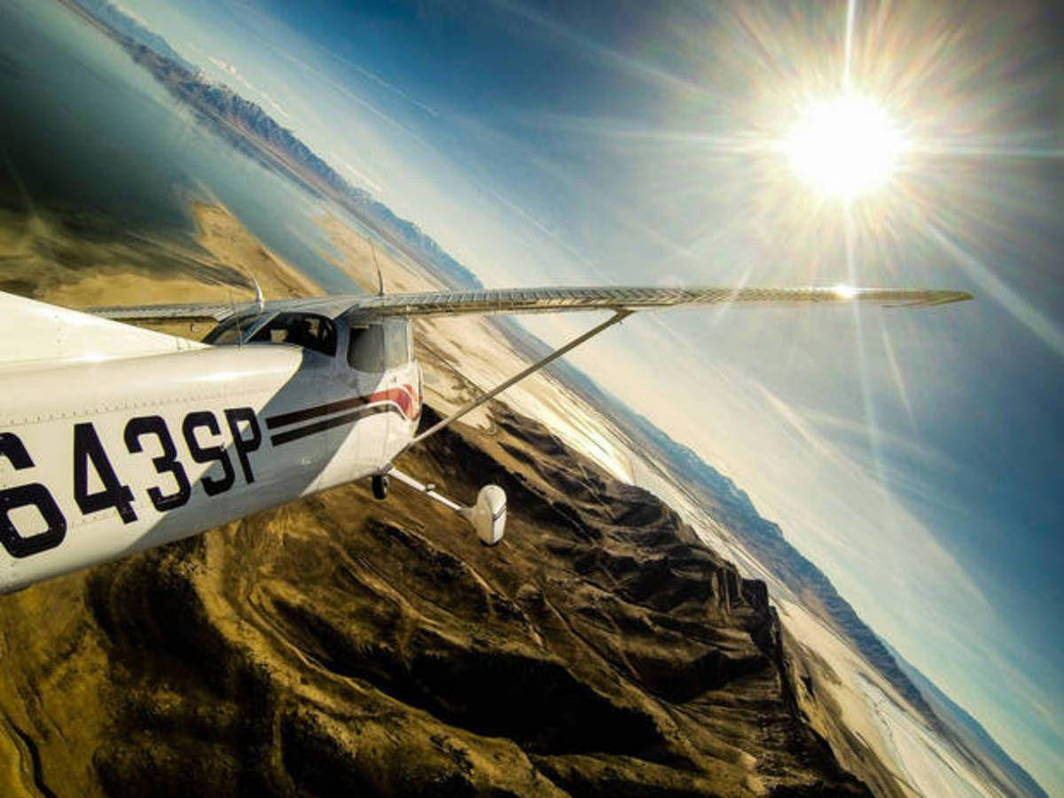 GoPro, airplane, desert terrain, SD Desktop Wallpaper
