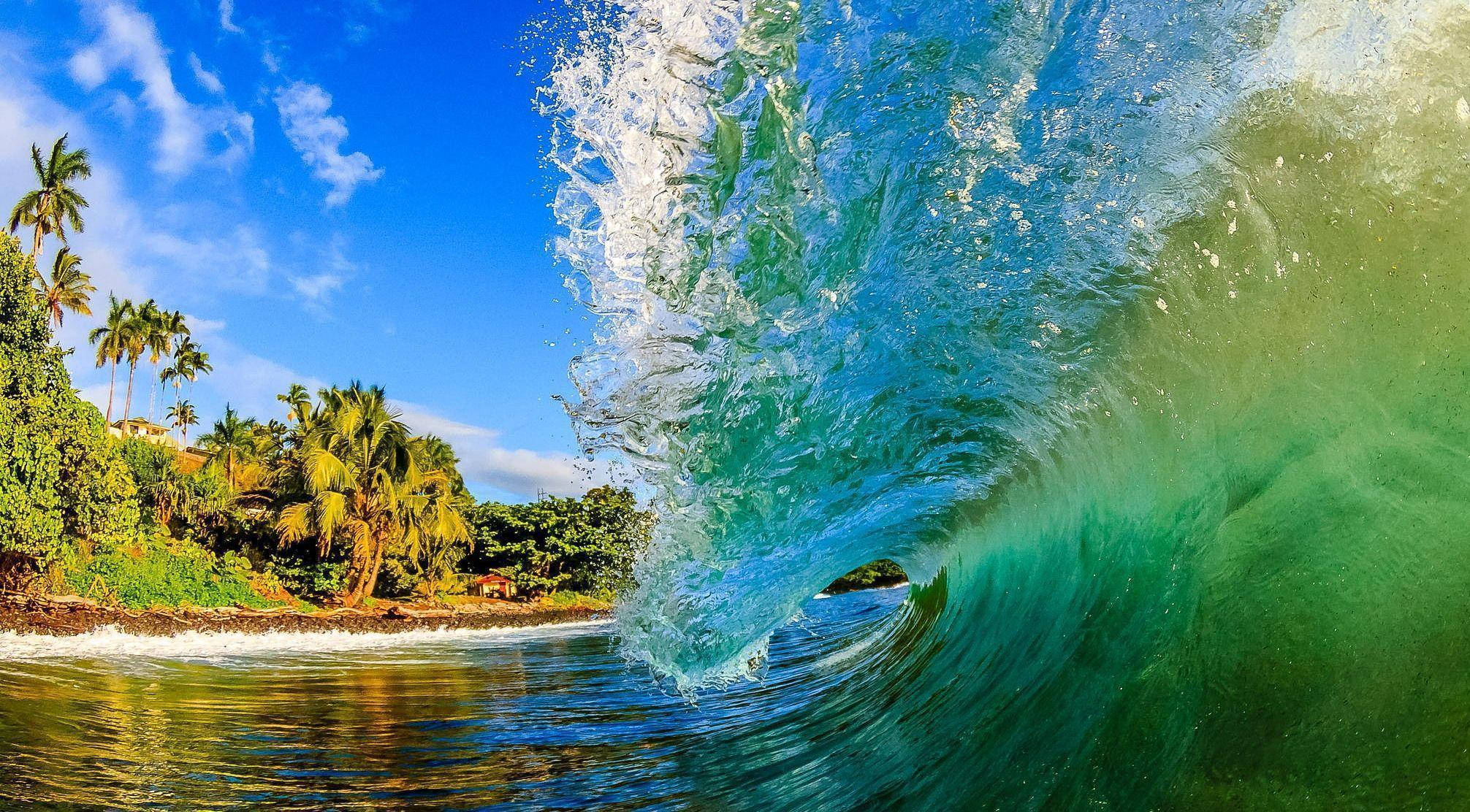 GoPro, wave, turquoise, Full HD Desktop Wallpaper