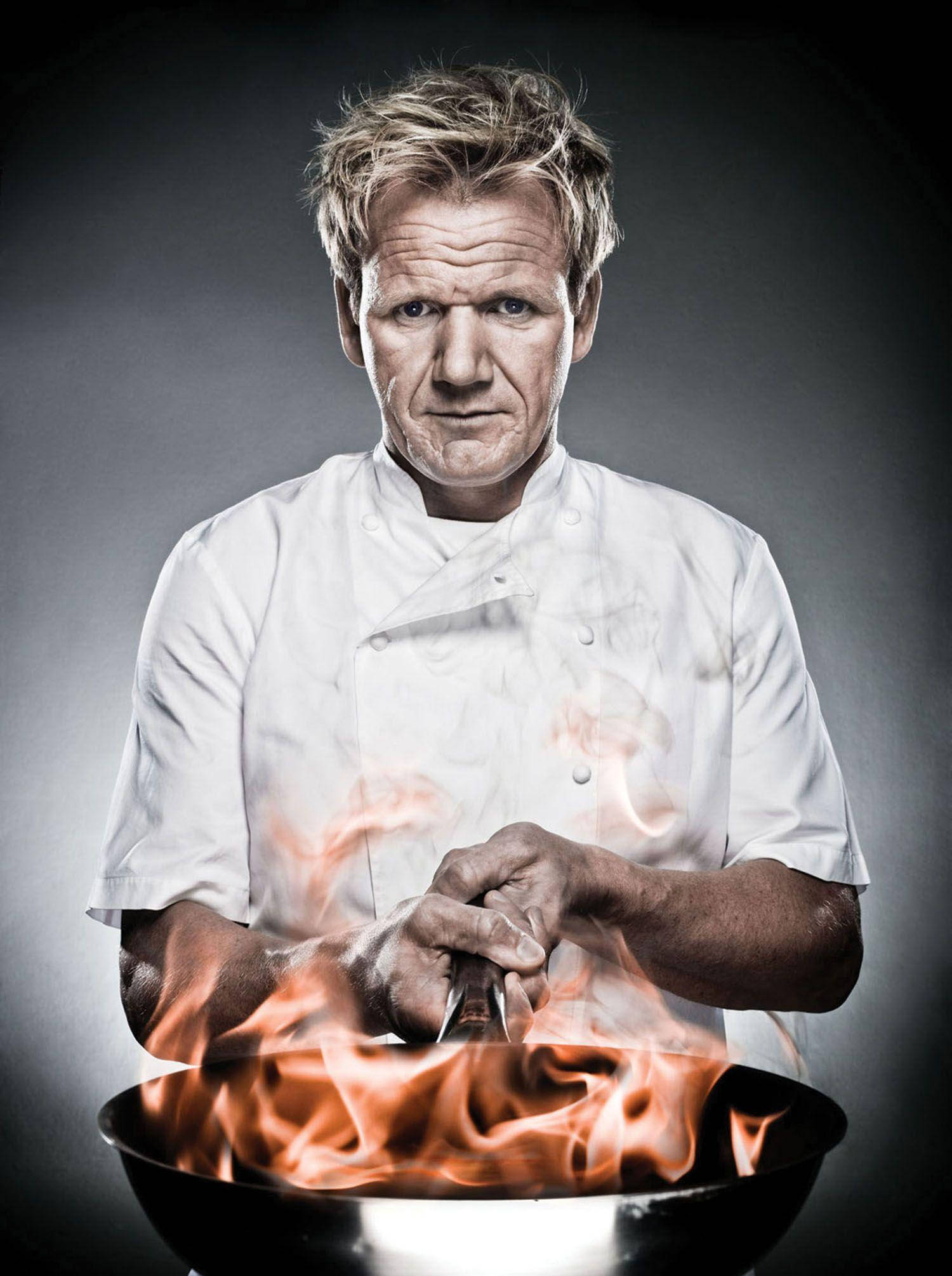 Gordon Ramsay, fiery pan, wok, Full HD Phone Wallpaper