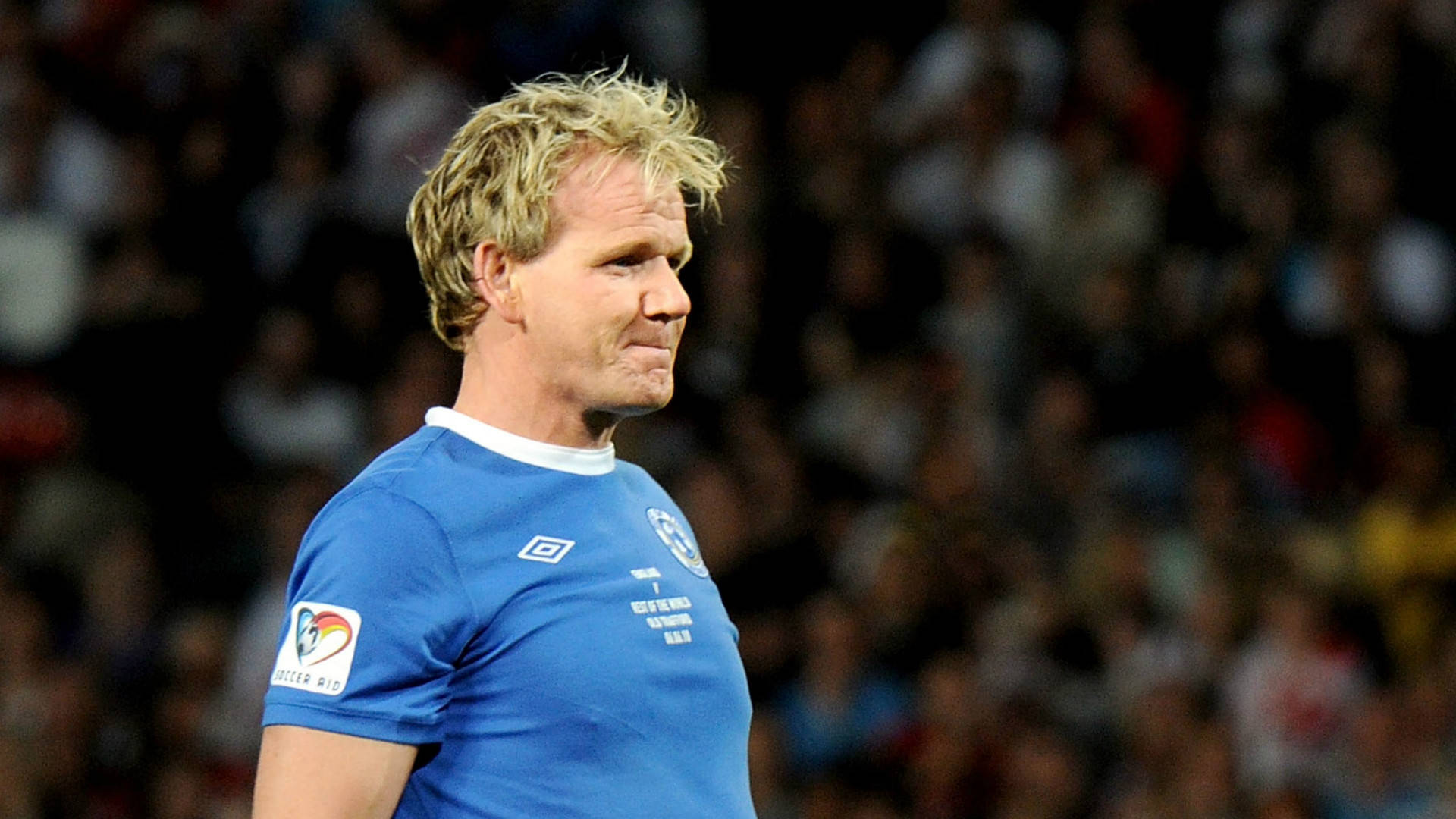 Gordon Ramsay, blue jersey, pitch, Full HD Desktop Wallpaper