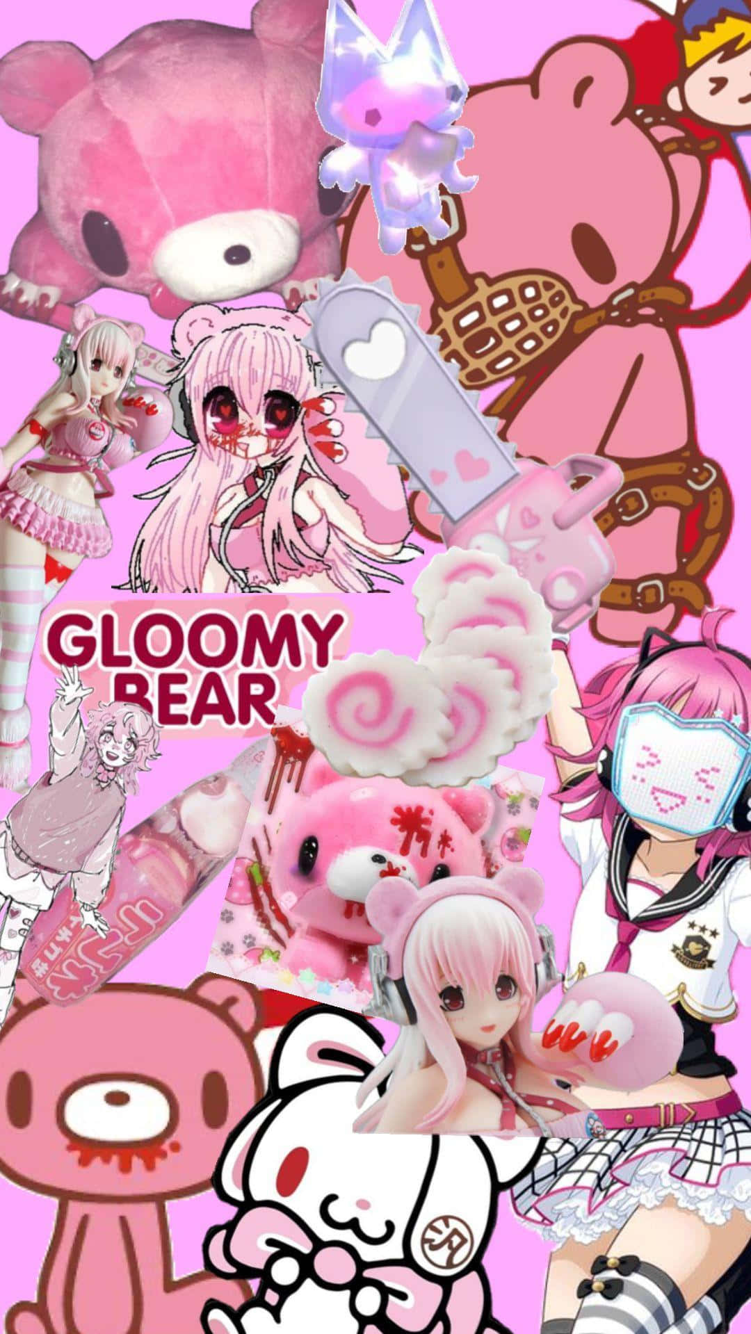 Pink Gore Aesthetic, anime girls, bears, HD Phone Wallpaper