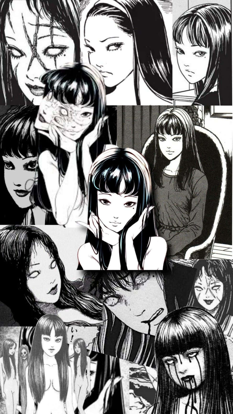 Dark Manga Collage, Gore Aesthetic, black and white manga panels, HD Phone Wallpaper
