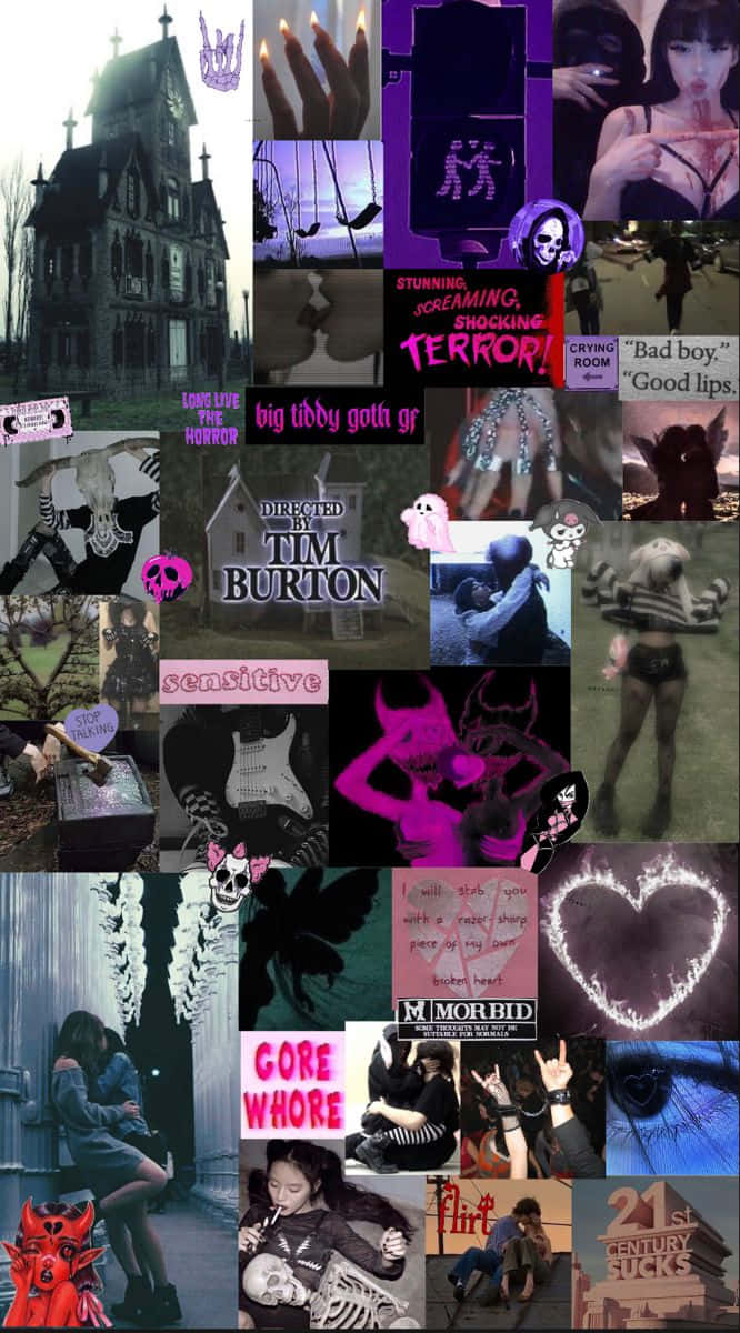 Gore Aesthetic, haunted houses, skulls, SD Phone Wallpaper