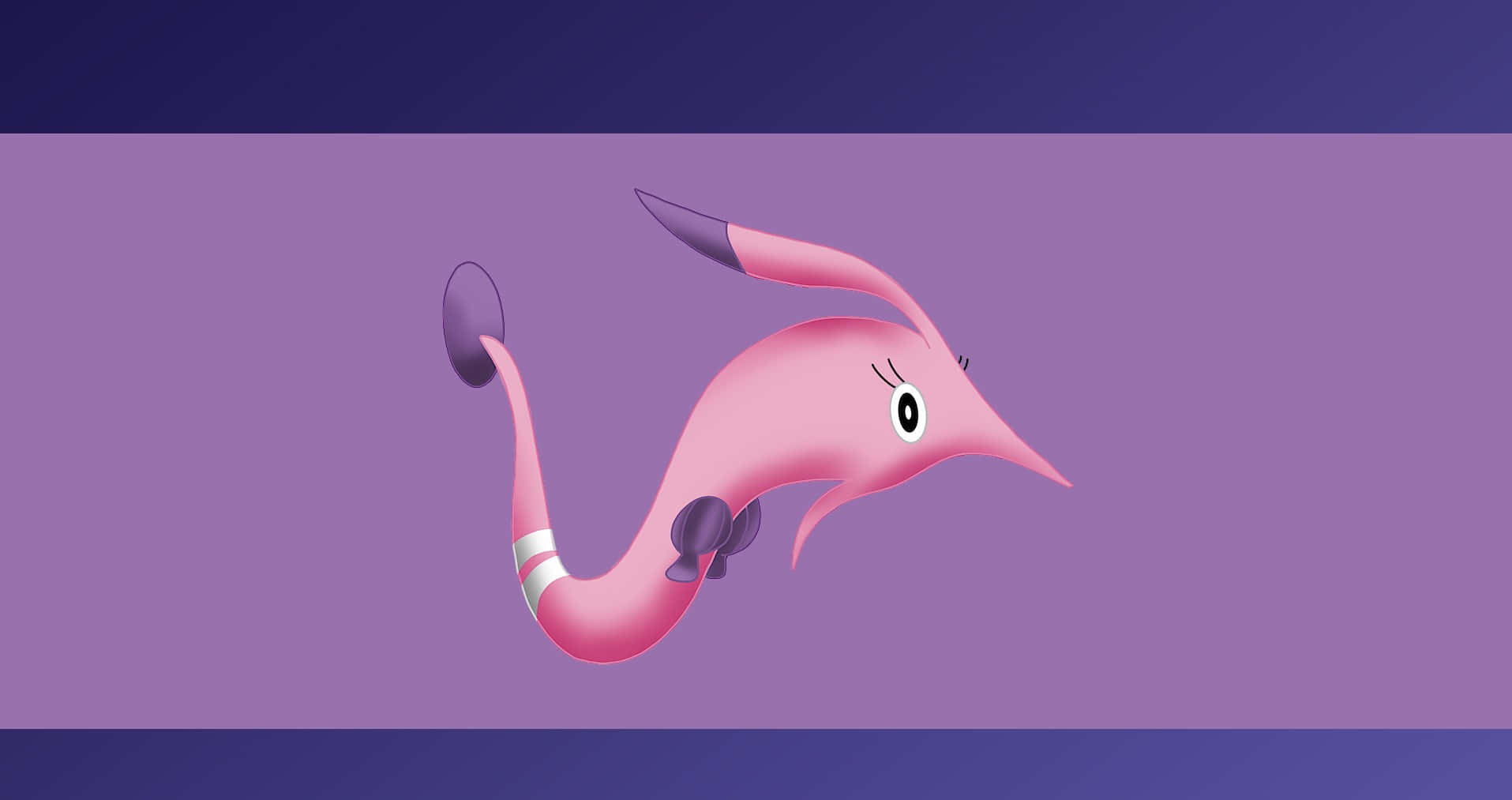Gorebyss, purple background, pink cartoon dolphin, HD Desktop Wallpaper