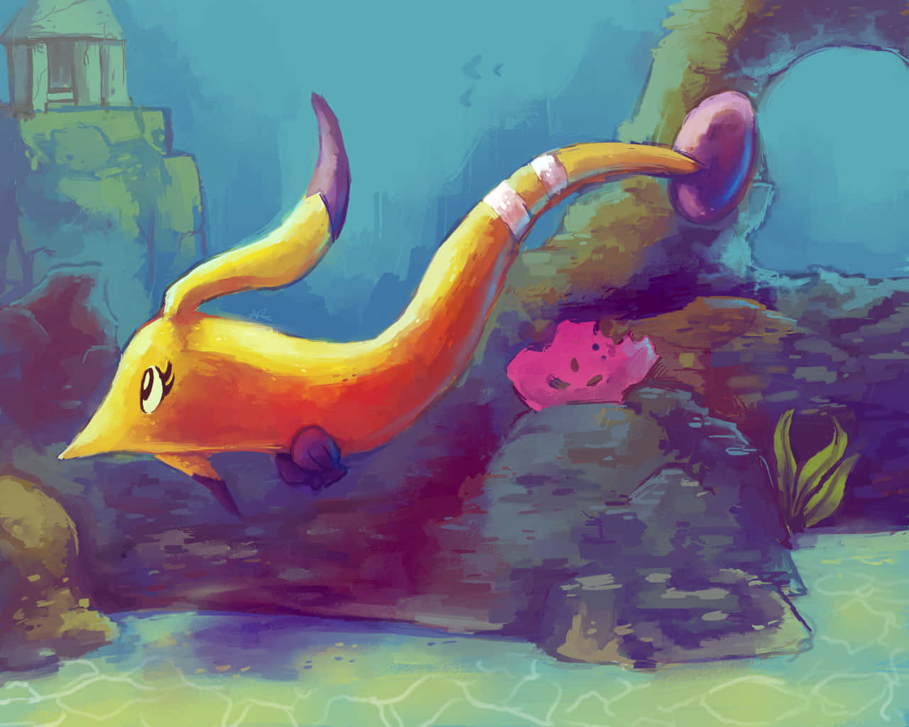 Gorebyss, ocean floor, underwater cave, HD Desktop Wallpaper