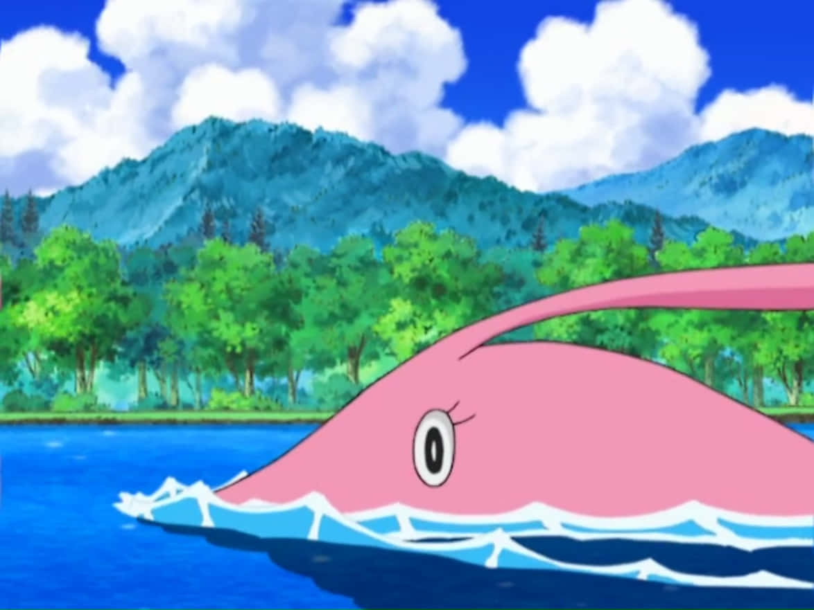 Gorebyss, pink anime dolphin, long curved fin, SD Desktop Wallpaper
