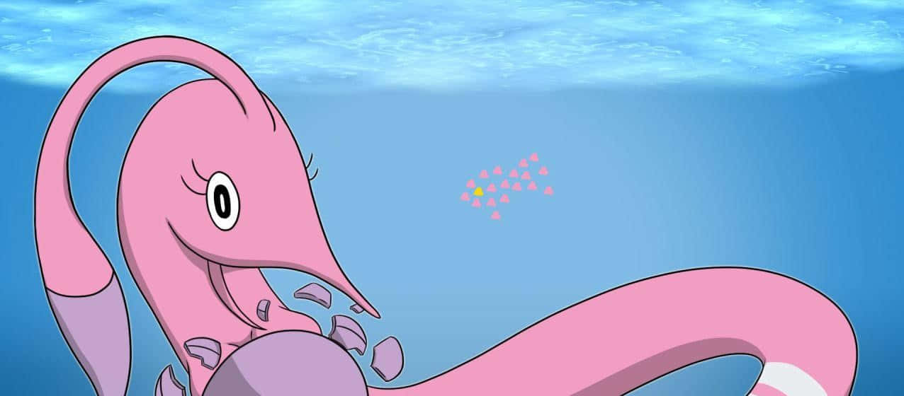 Gorebyss, pink animated sea serpent, one large eye, SD Desktop Wallpaper