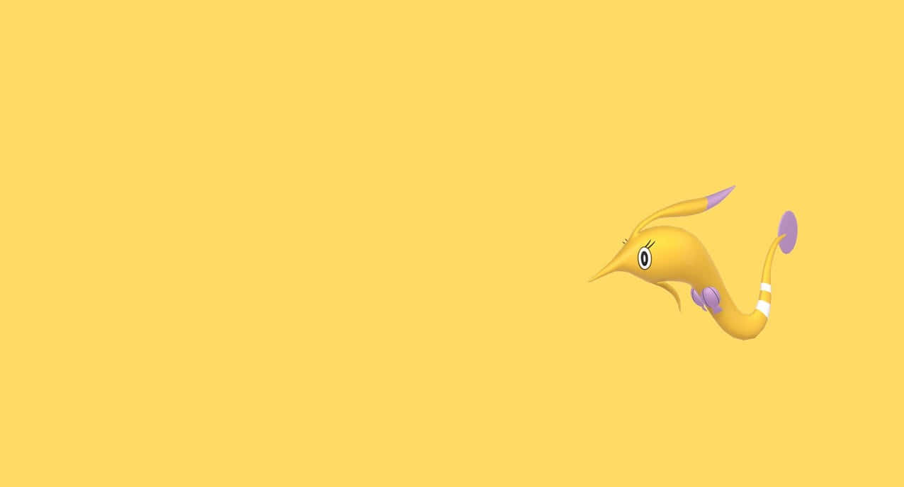 Yellow Gorebyss, yellow cartoon fish, purple fins, SD Desktop Wallpaper