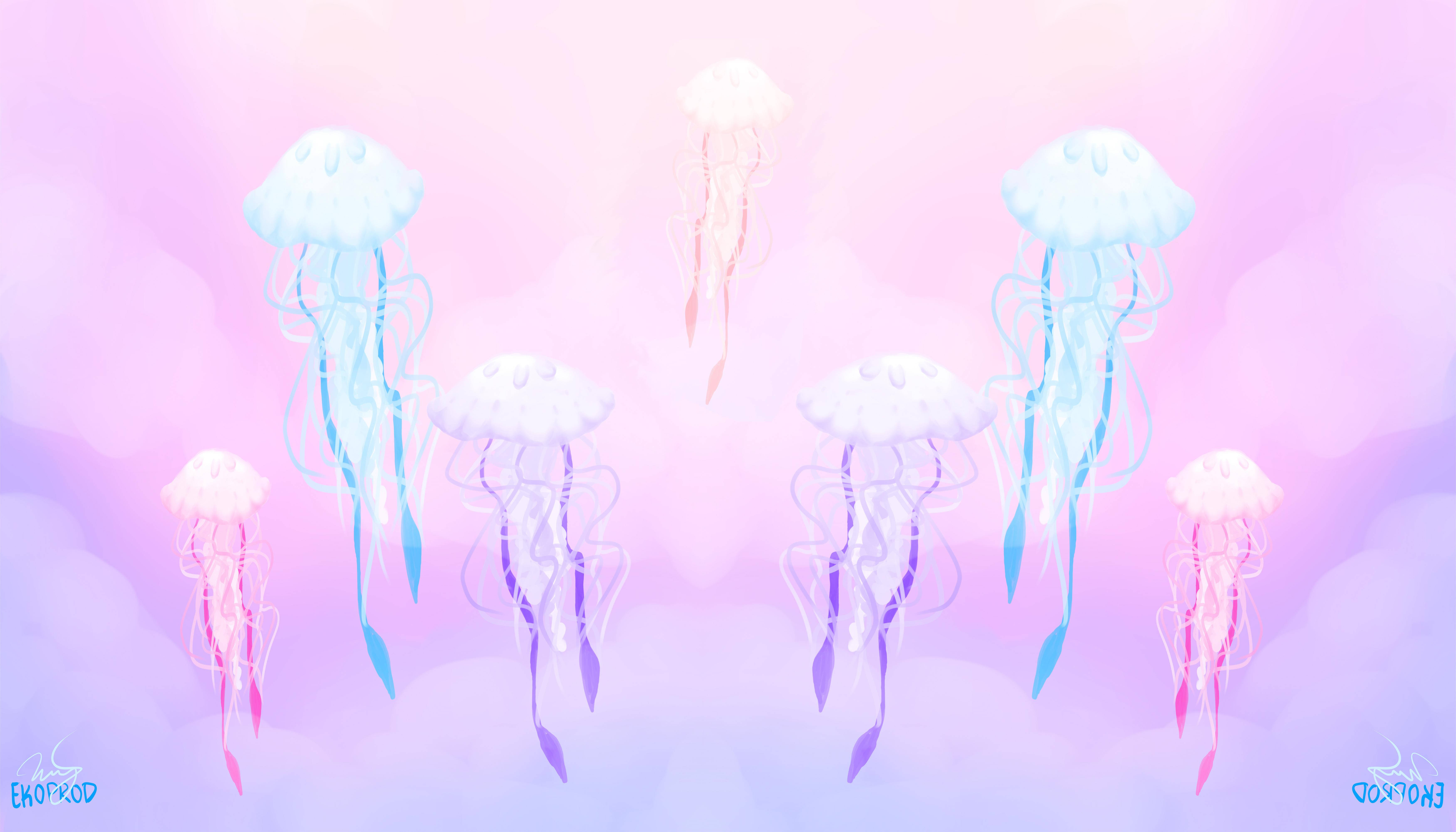 pastel gore, jellyfish, pink, 5K Desktop Wallpaper