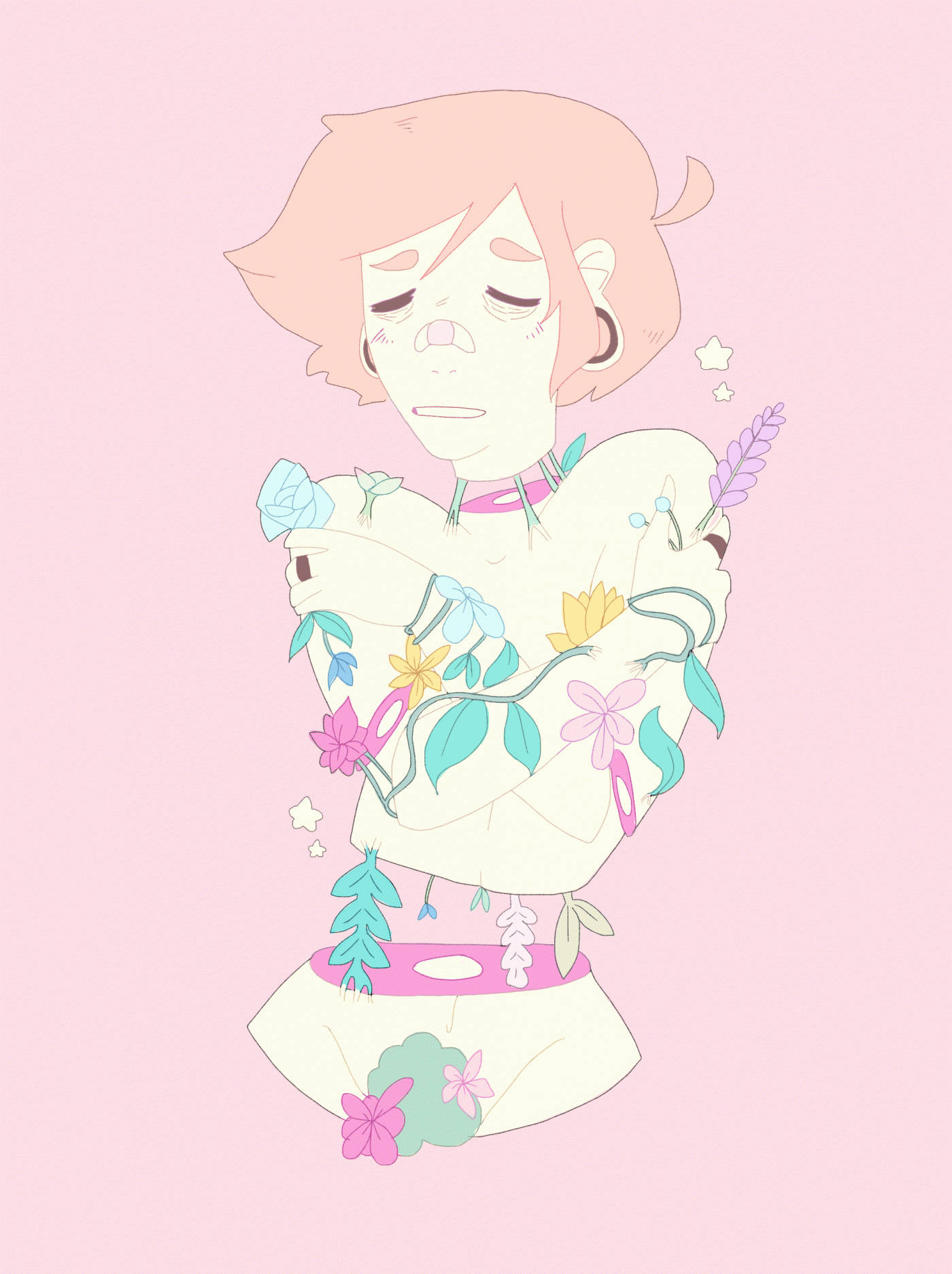 pastel gore, anime girl, floral vines, HD Phone Wallpaper
