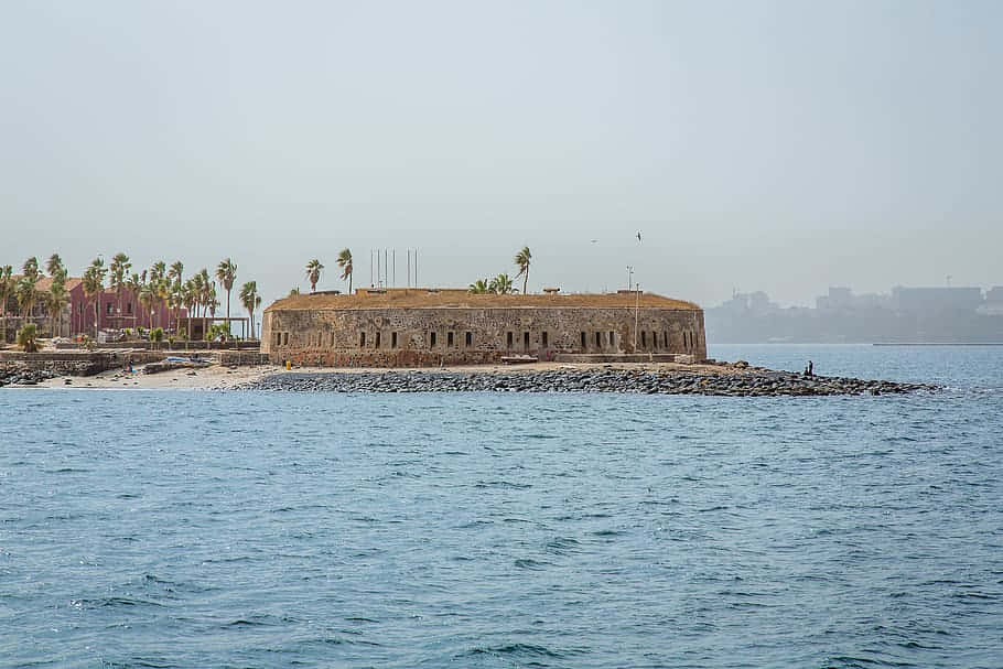 Goree, ancient concrete structure, rocky jetty, SD Desktop Wallpaper
