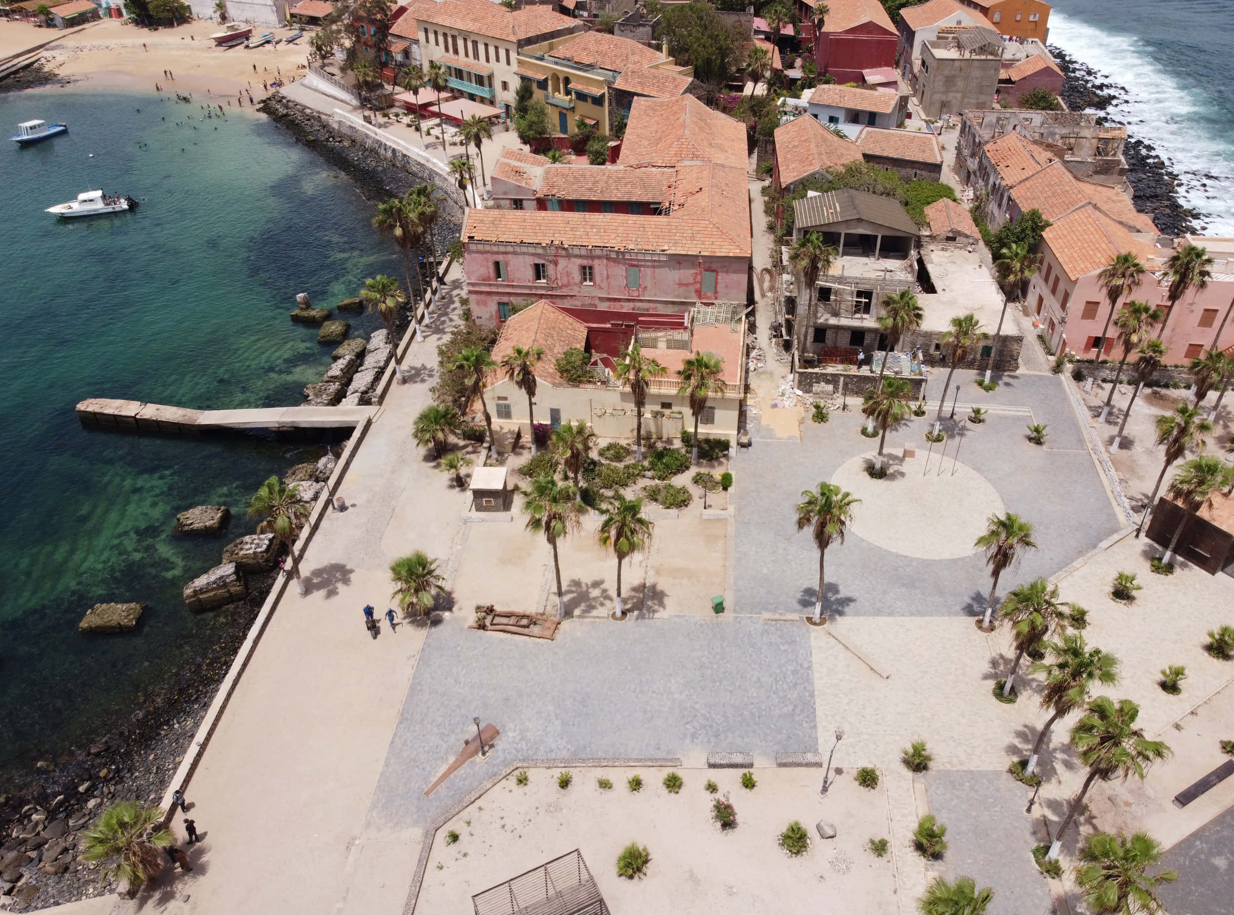 Goree, coastal town, terracotta-roofed buildings, Full HD Desktop Wallpaper