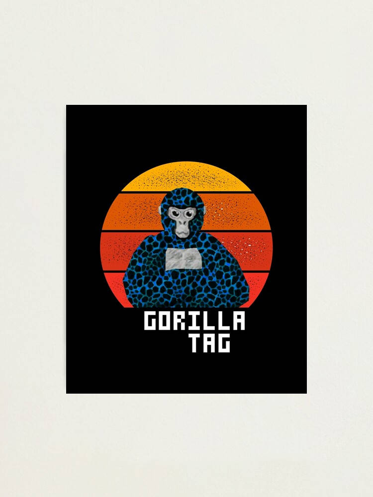 Gradient Gorilla Tag Pfp, blue leopard-print gorilla, retro sunset, SD Phone Wallpaper
