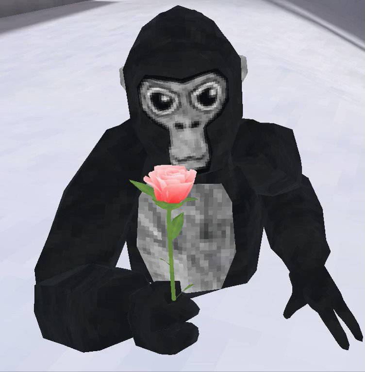 Flower Gorilla Tag Pfp, pixelated gorilla, pink rose, SD Phone Wallpaper