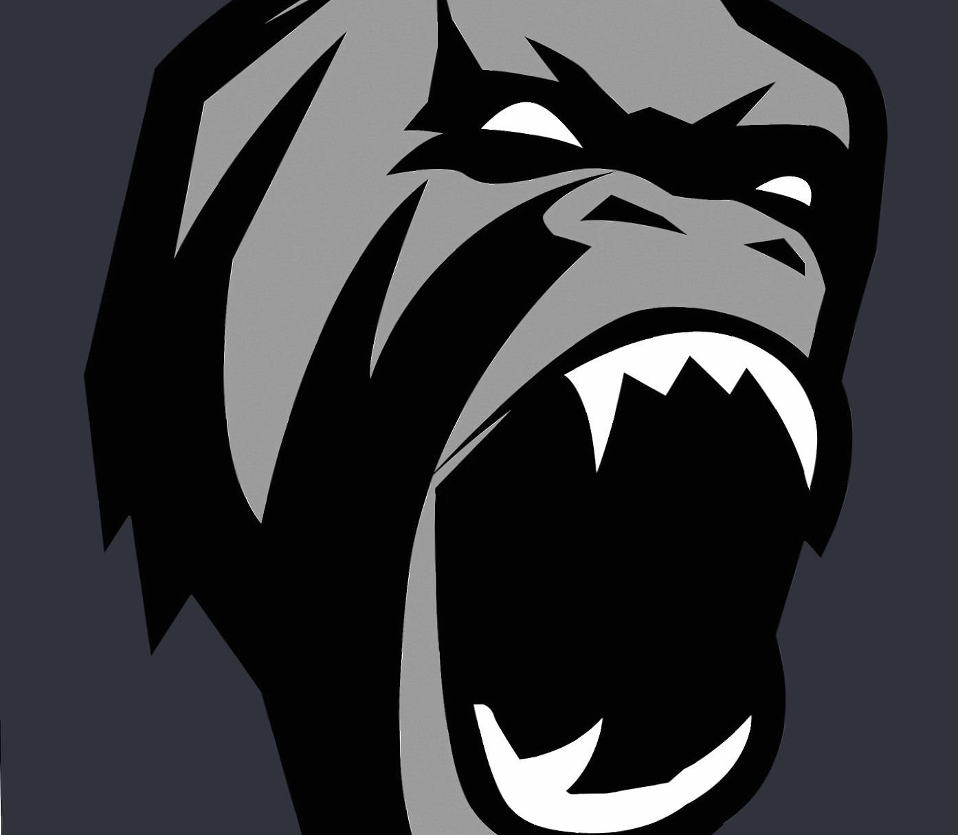 Gorilla Art, roaring gorilla head, bold black gray and white, HD Desktop Wallpaper
