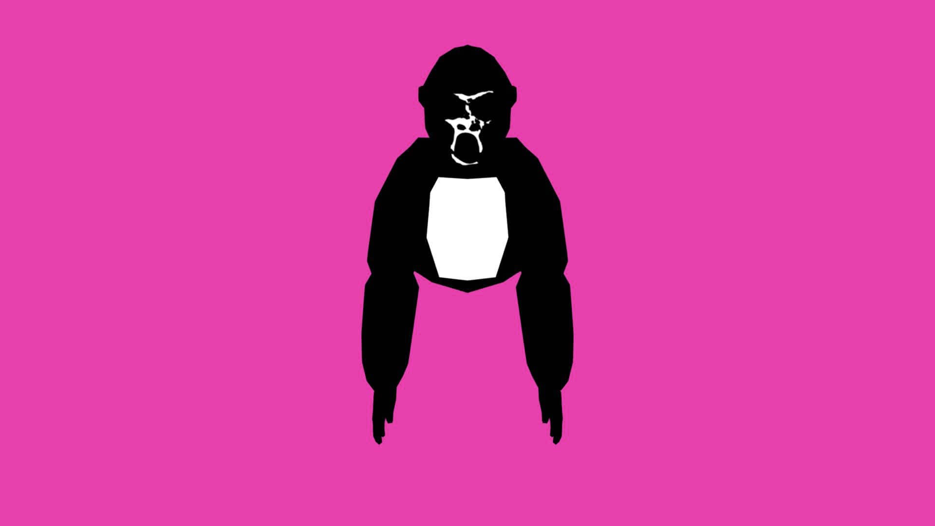 Gorilla Art, black gorilla silhouette, white chest, Full HD Desktop Wallpaper