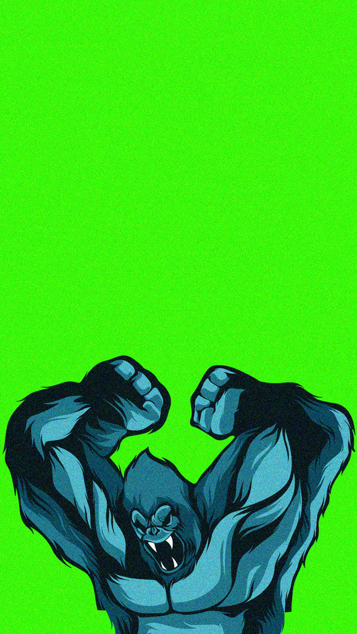 blue gorilla, iPhone, bright green background, HD Phone Wallpaper