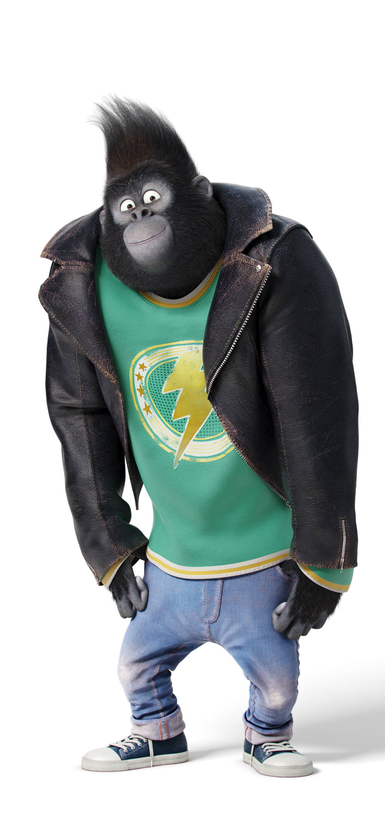 Gorilla, iPhone, leather jacket, 2K Phone Wallpaper