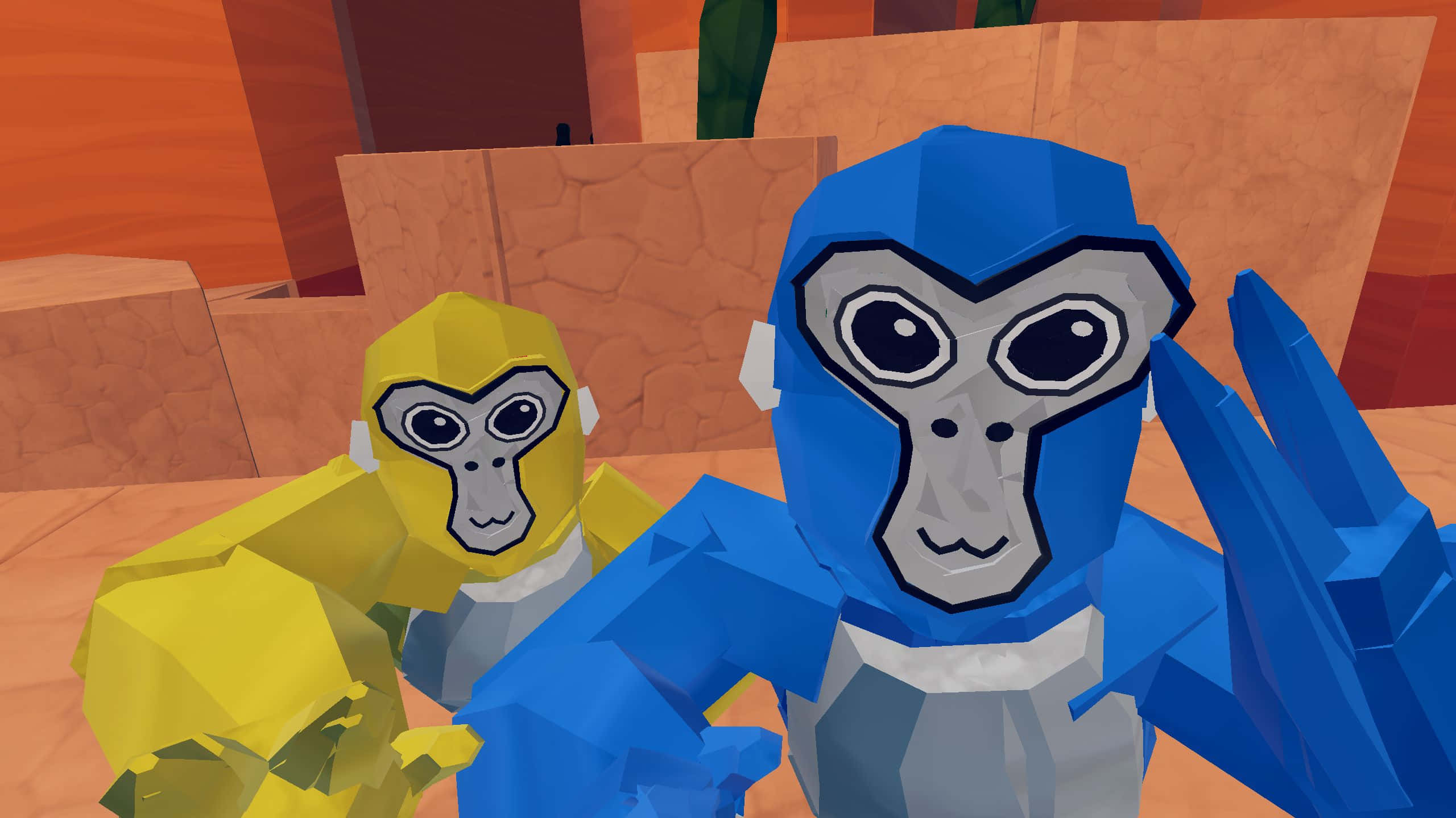 Gorilla Tag, low-poly monkeys, blue monkey, 2K Desktop Wallpaper