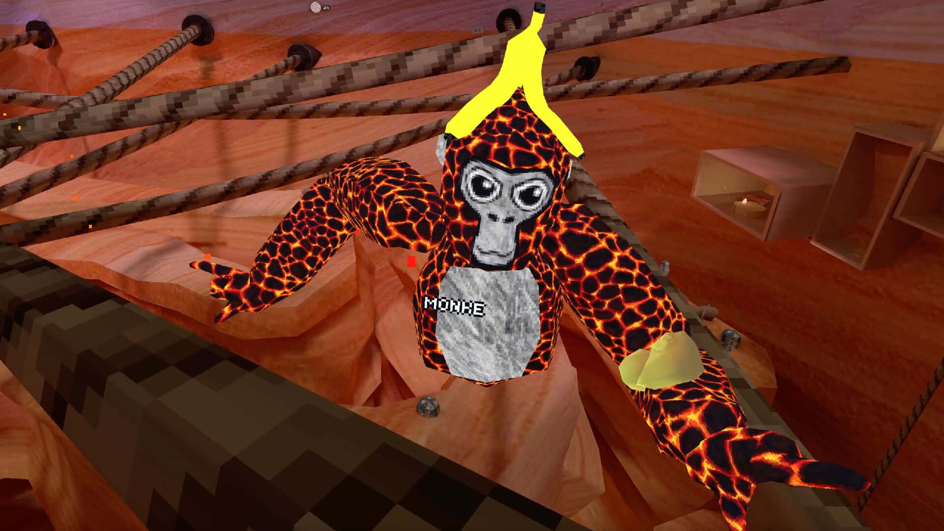 Gorilla Tag, monkey, lava skin, Full HD Desktop Wallpaper