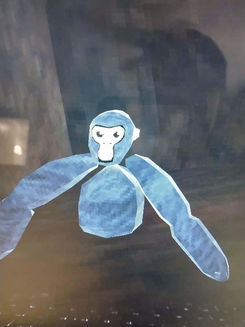 Gorilla Tag, blue monkey character, pixelated, SD Phone Wallpaper