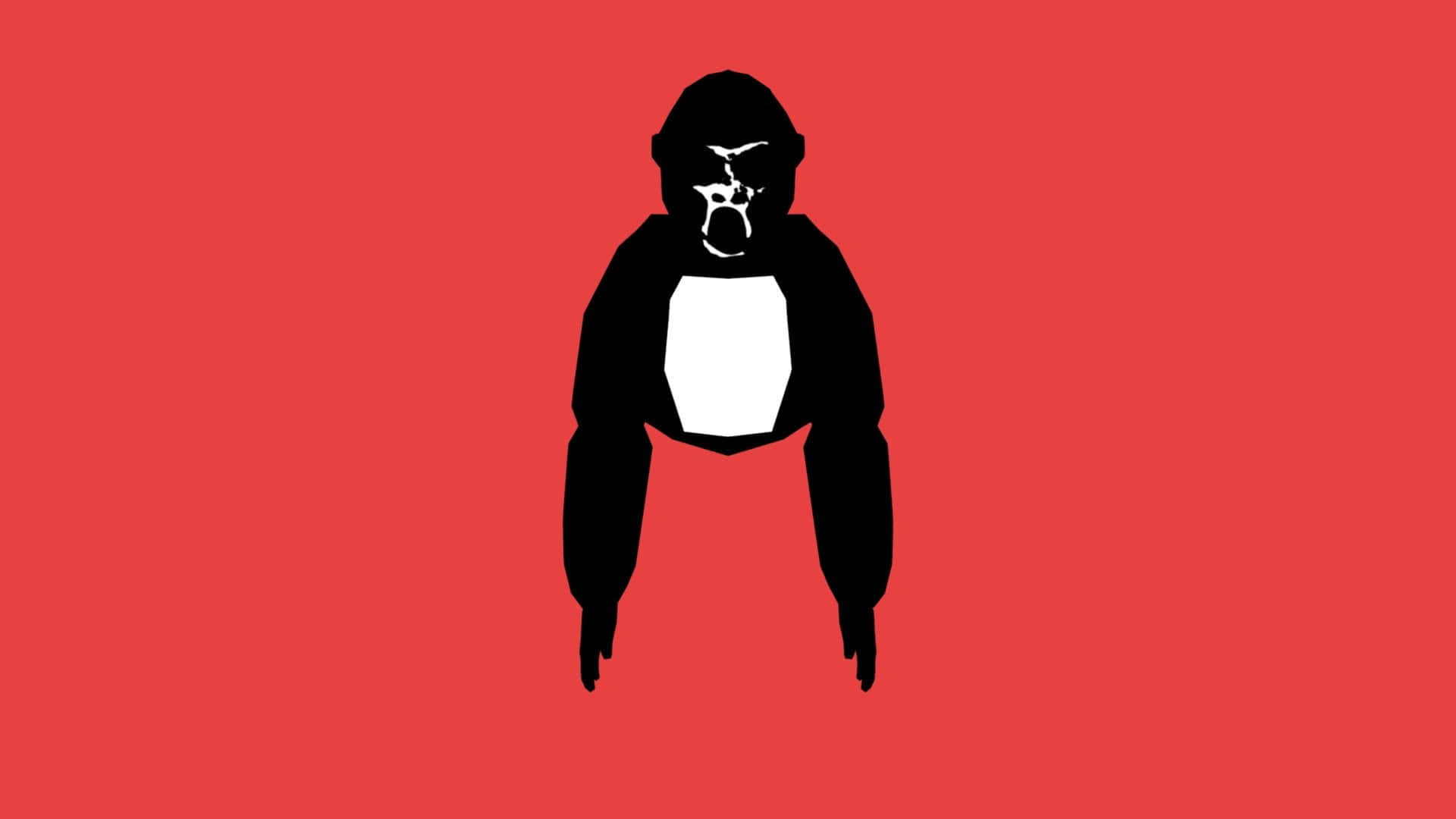 Gorilla Tag, black gorilla silhouette, white chest, Full HD Desktop Wallpaper