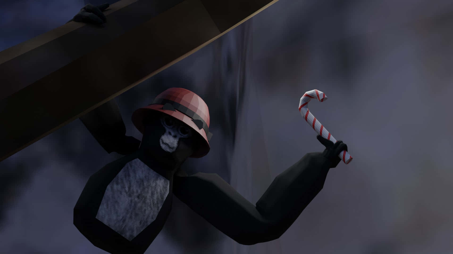 Gorilla Tag, red hat, candy cane, Full HD Desktop Wallpaper