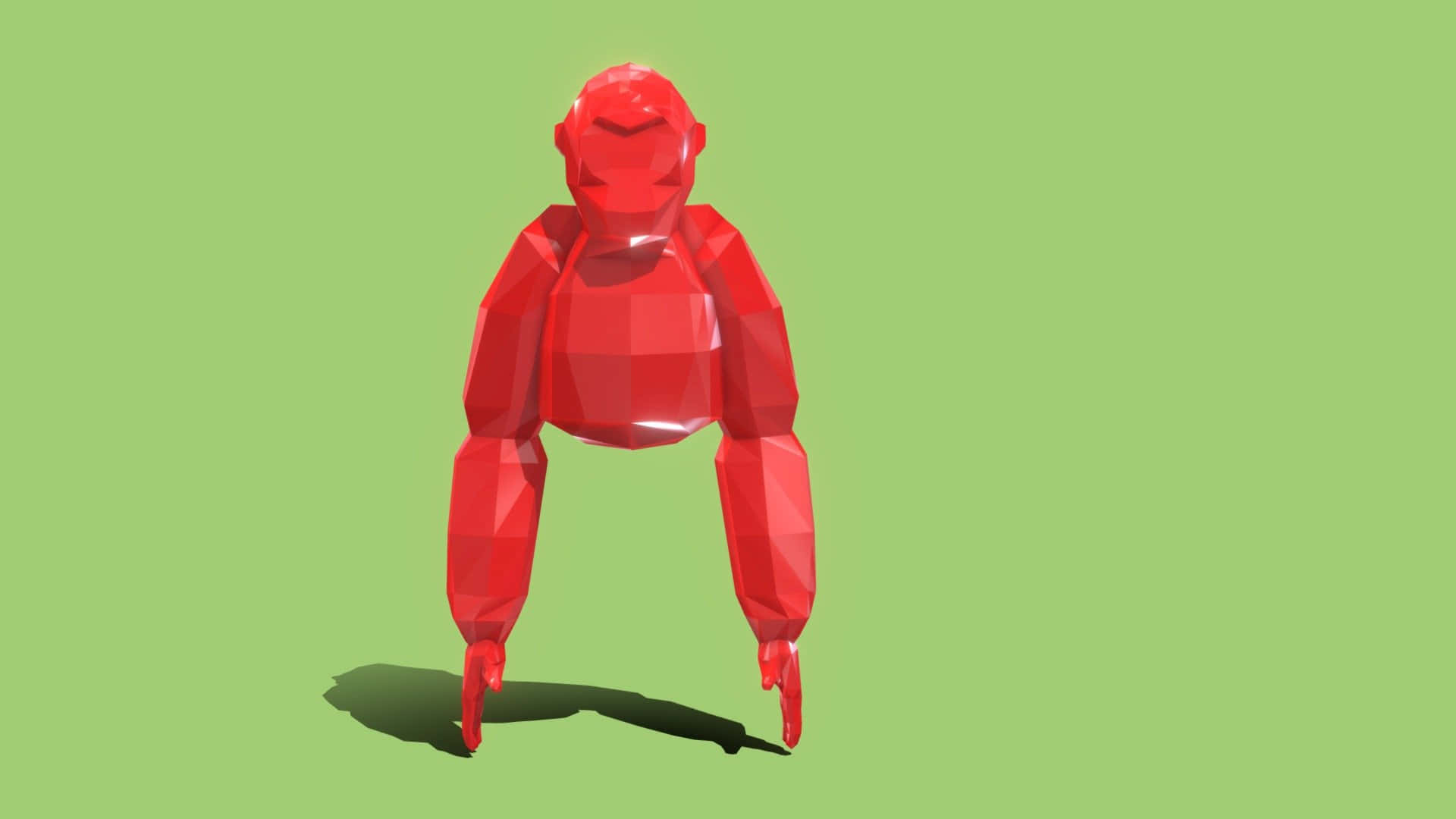 Gorilla Tag, red polygonal robot, low-poly red humanoid, Full HD Desktop Wallpaper