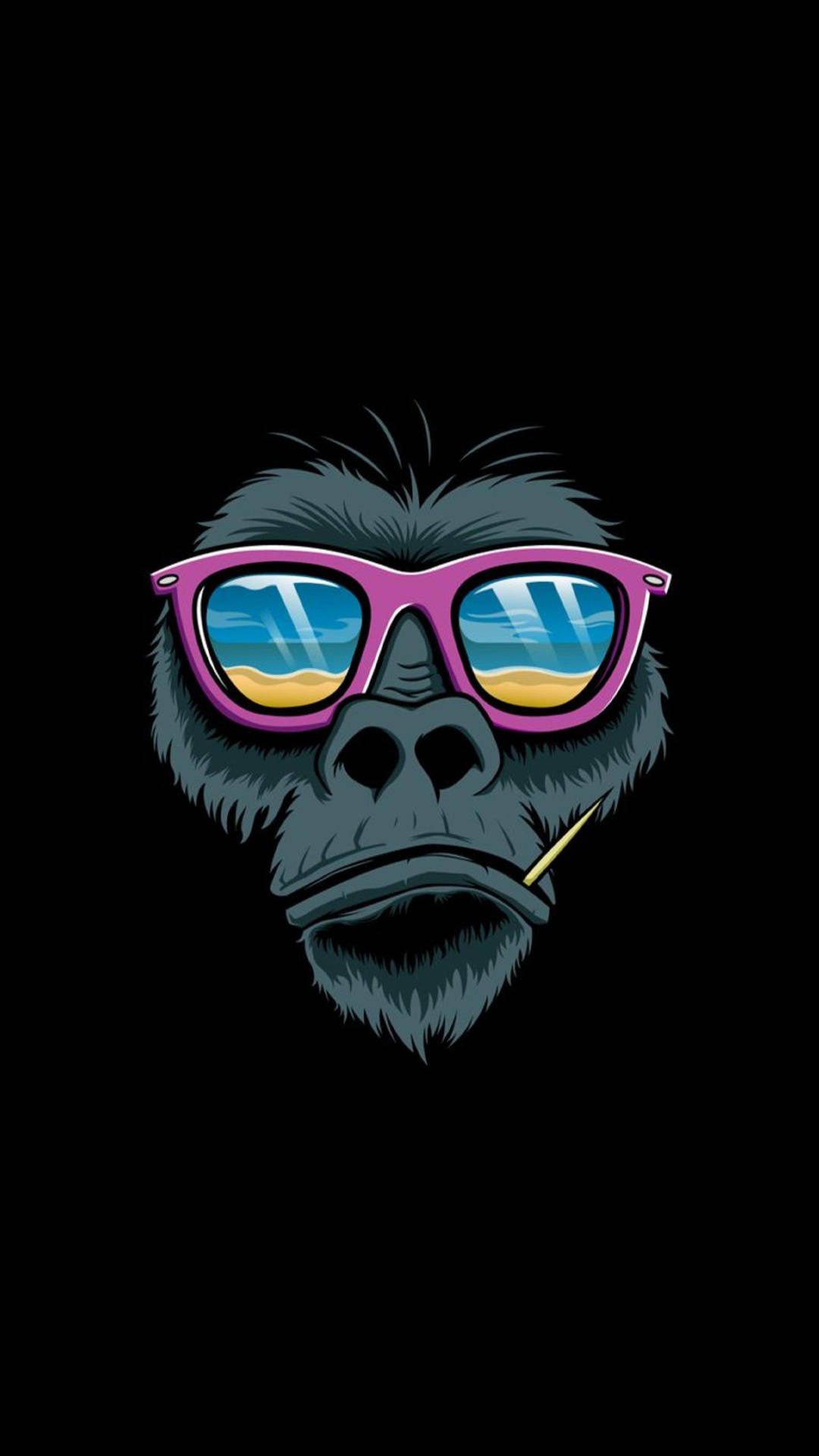 Gorilla, iPhone, pink sunglasses, Full HD Phone Wallpaper