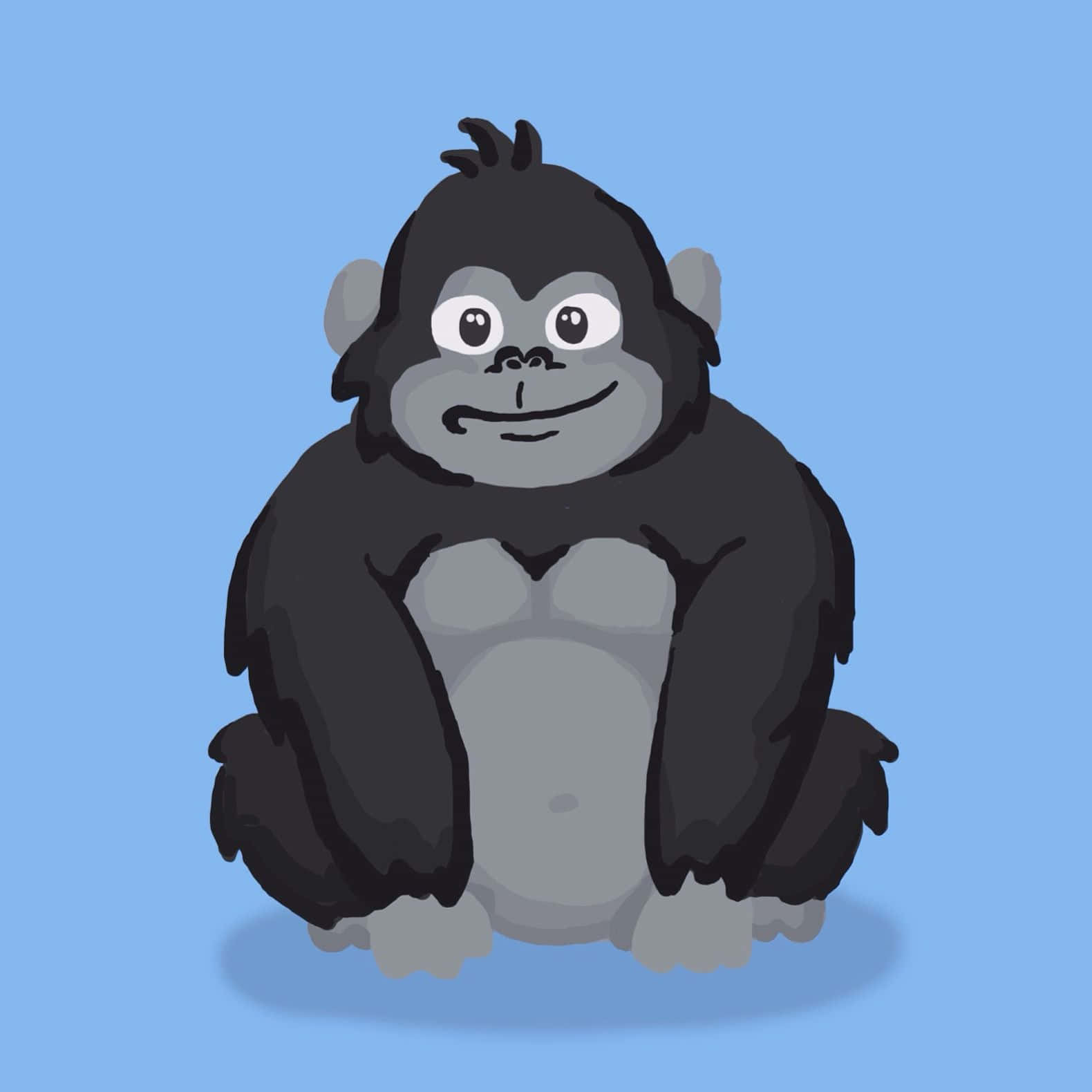 cute gorilla, cartoon gorilla, big eyes, HD Desktop Wallpaper