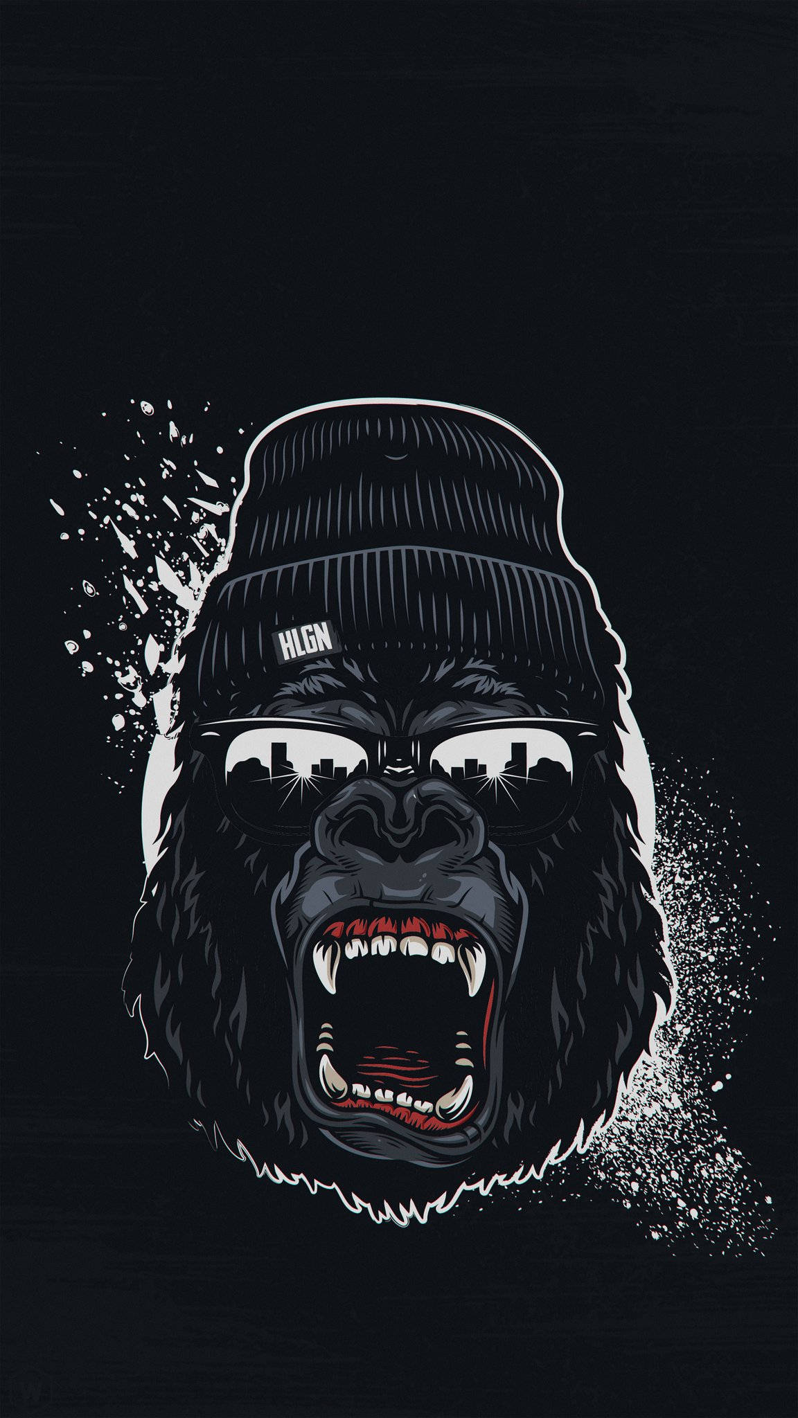 Gorilla, beanie, sunglasses, Full HD Phone Wallpaper