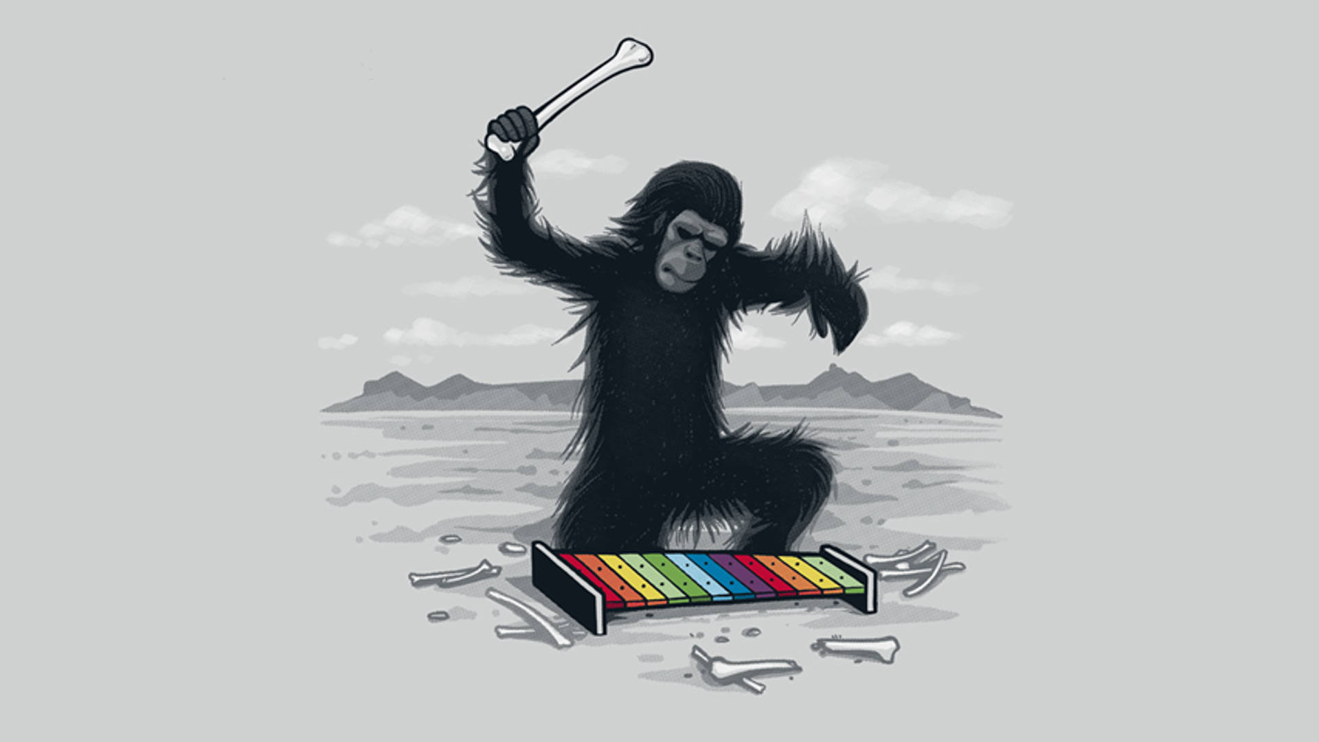 Gorilla, black-furred, caveman, Full HD Desktop Wallpaper