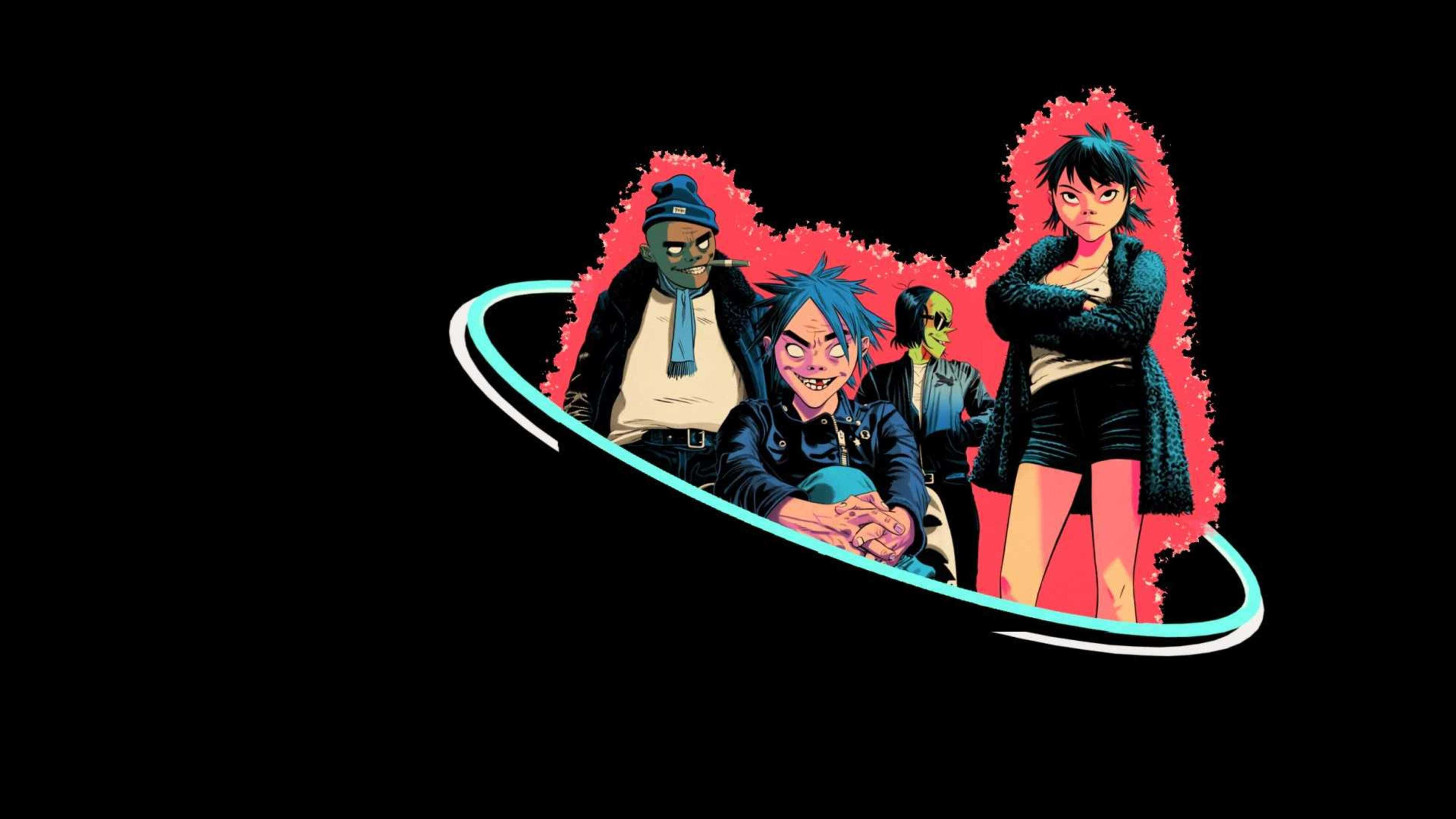 Gorillaz, 4K, glowing teal ring, 4K Desktop Wallpaper